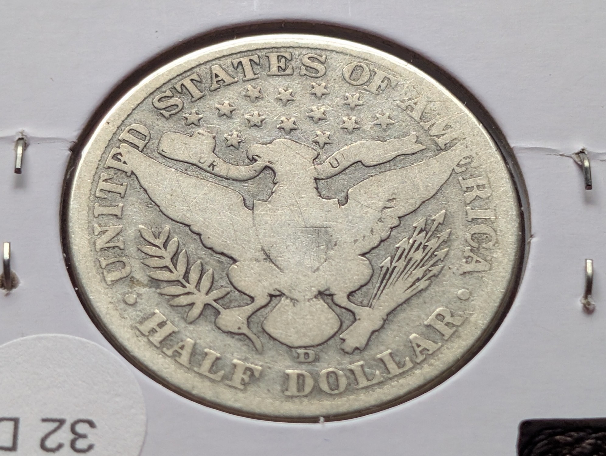1908-D Barber 90% Silver Half Dollar