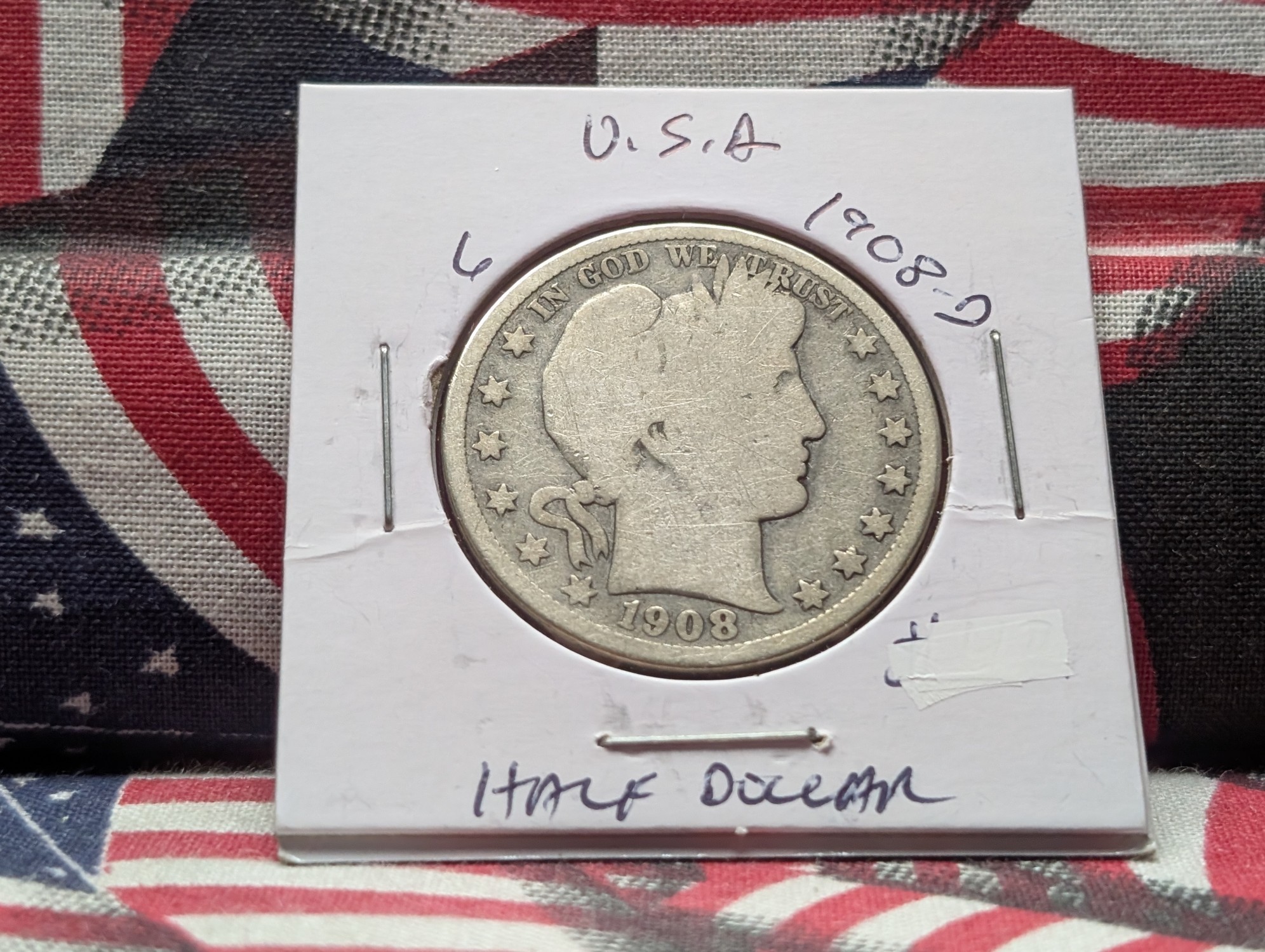1908-D Barber 90% Silver Half Dollar