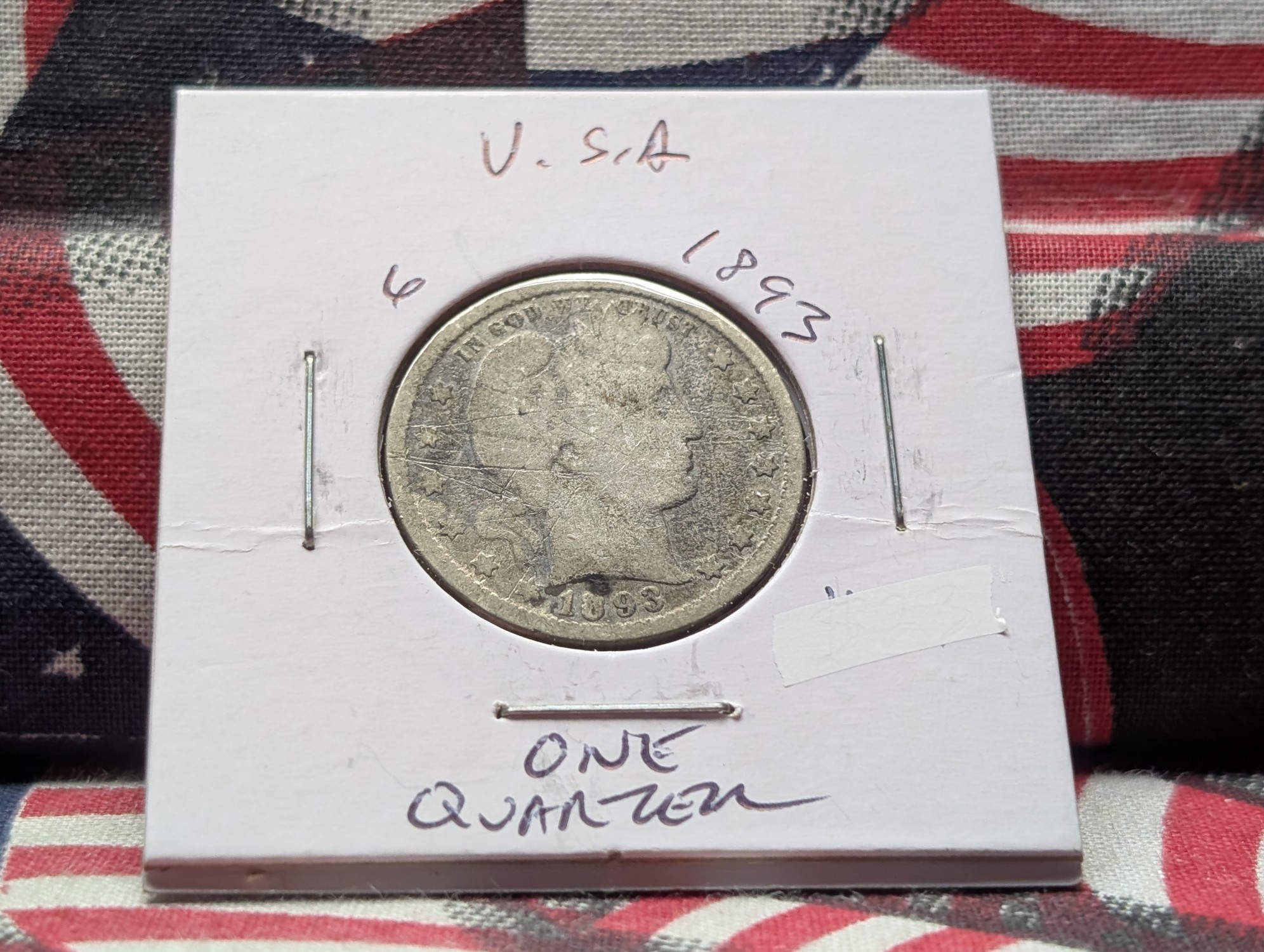 1893 Barber 90% Silver Quarter