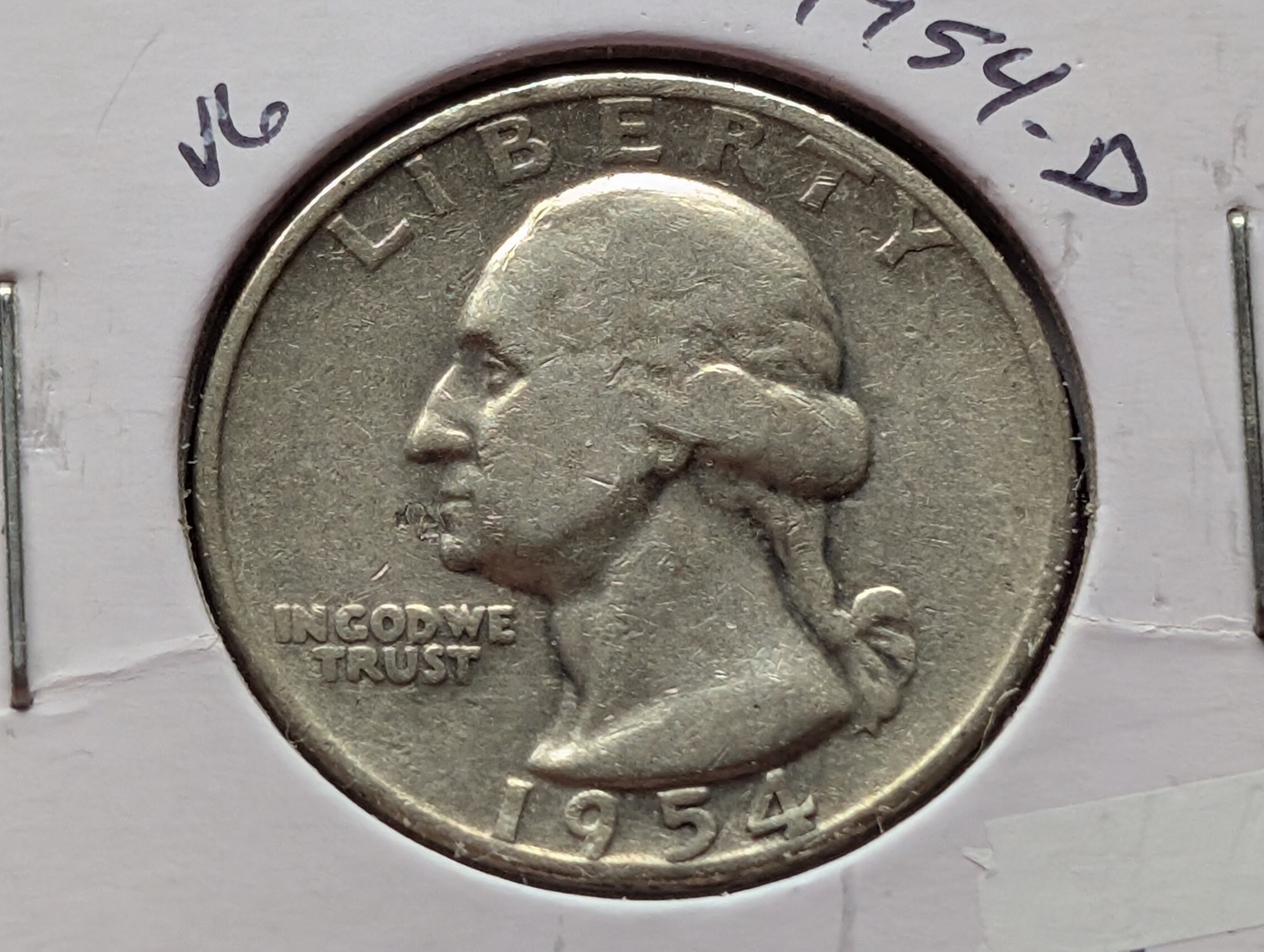 1954-D Washington 90% Silver Quarter