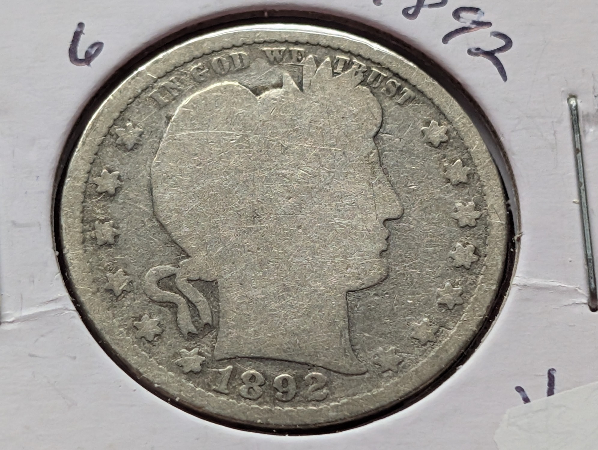 1892 Barber 90% Silver Quarter - First Year!