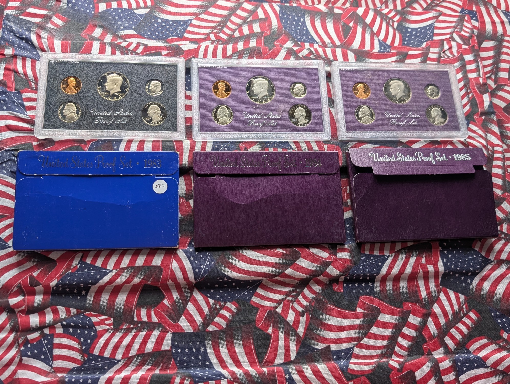 1983-S, 1984-S, & 1985-S U.S. Mint Proof Sets In OGP