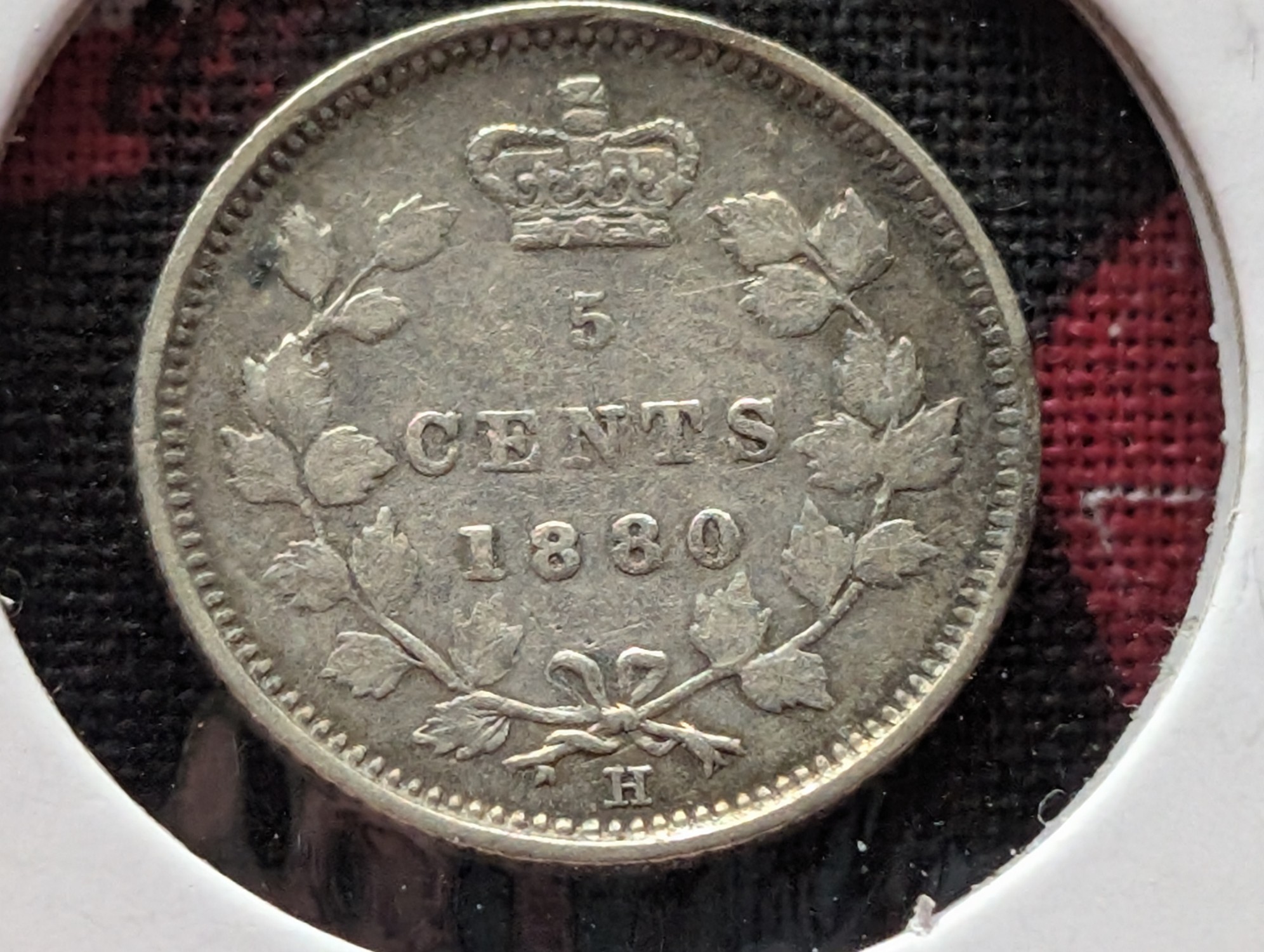 1880 Canada 5 Cents - 92.5% Silver, 1.167g - Nice Strike