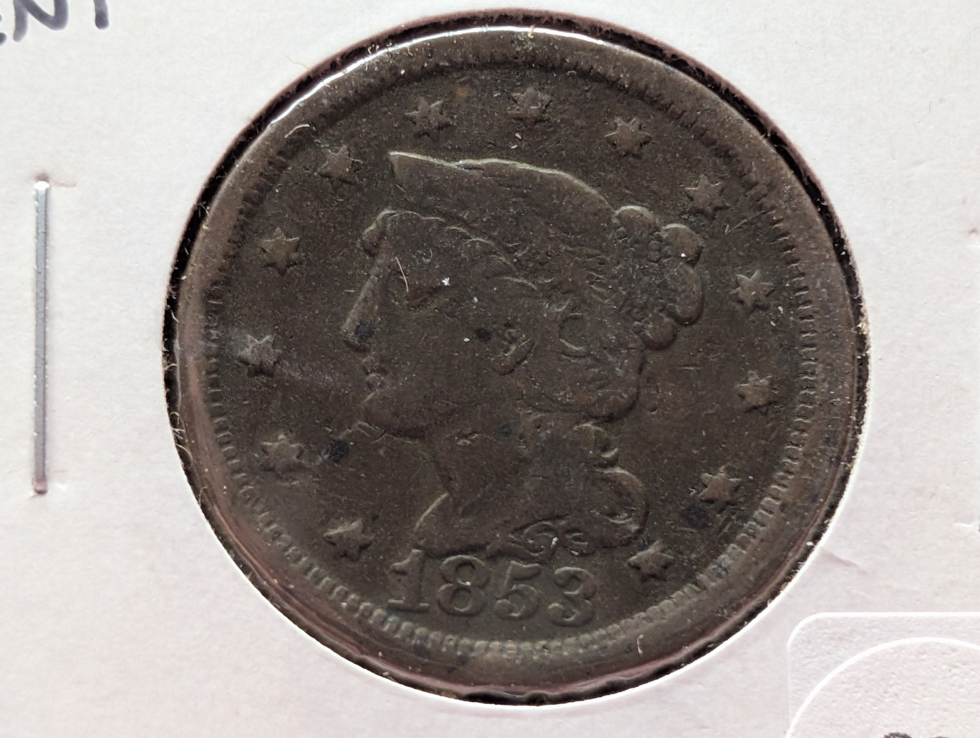 1853 Braided Hair Large Cent