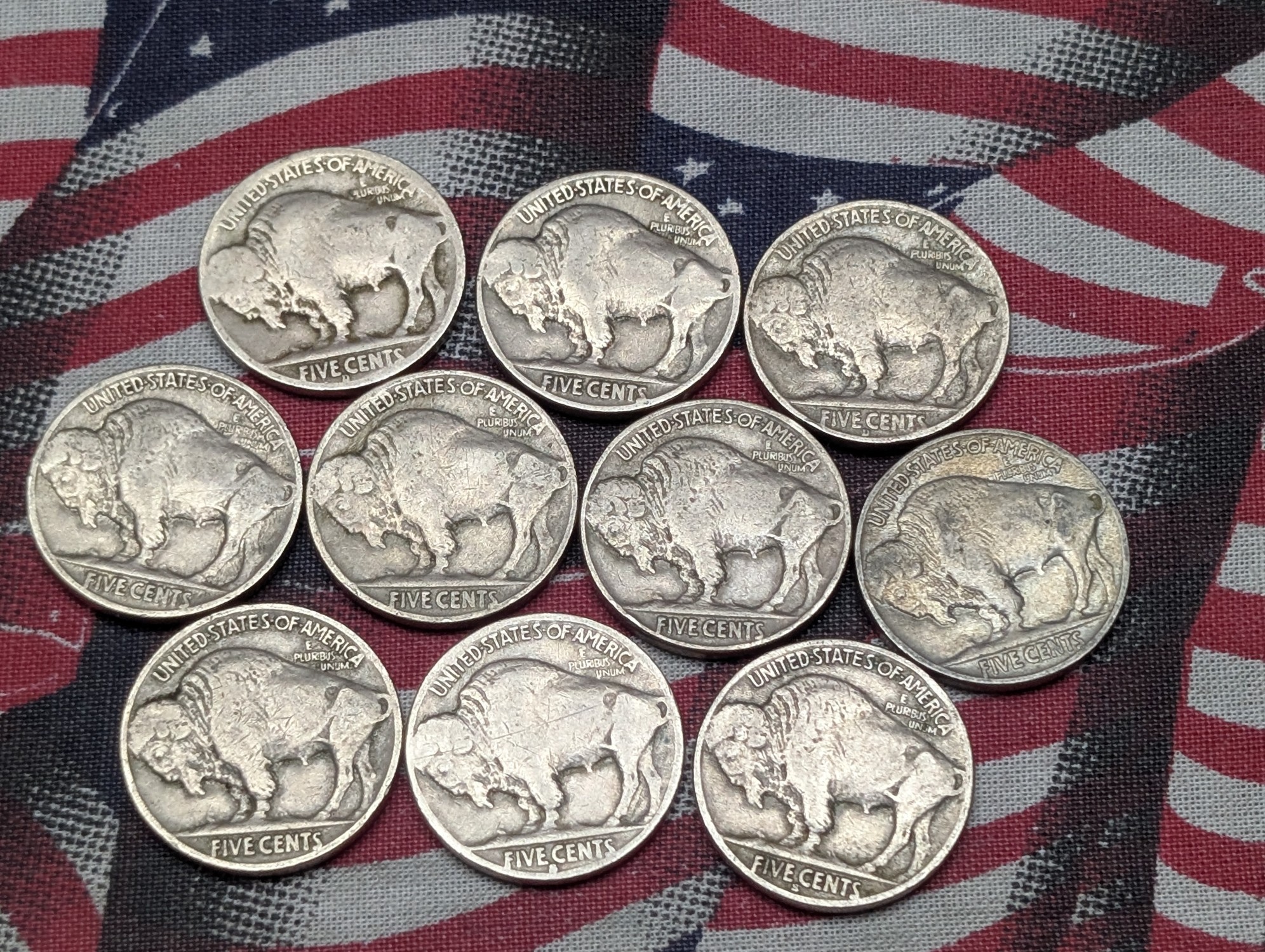 (10) Assorted Indian Head Buffalo Nickels