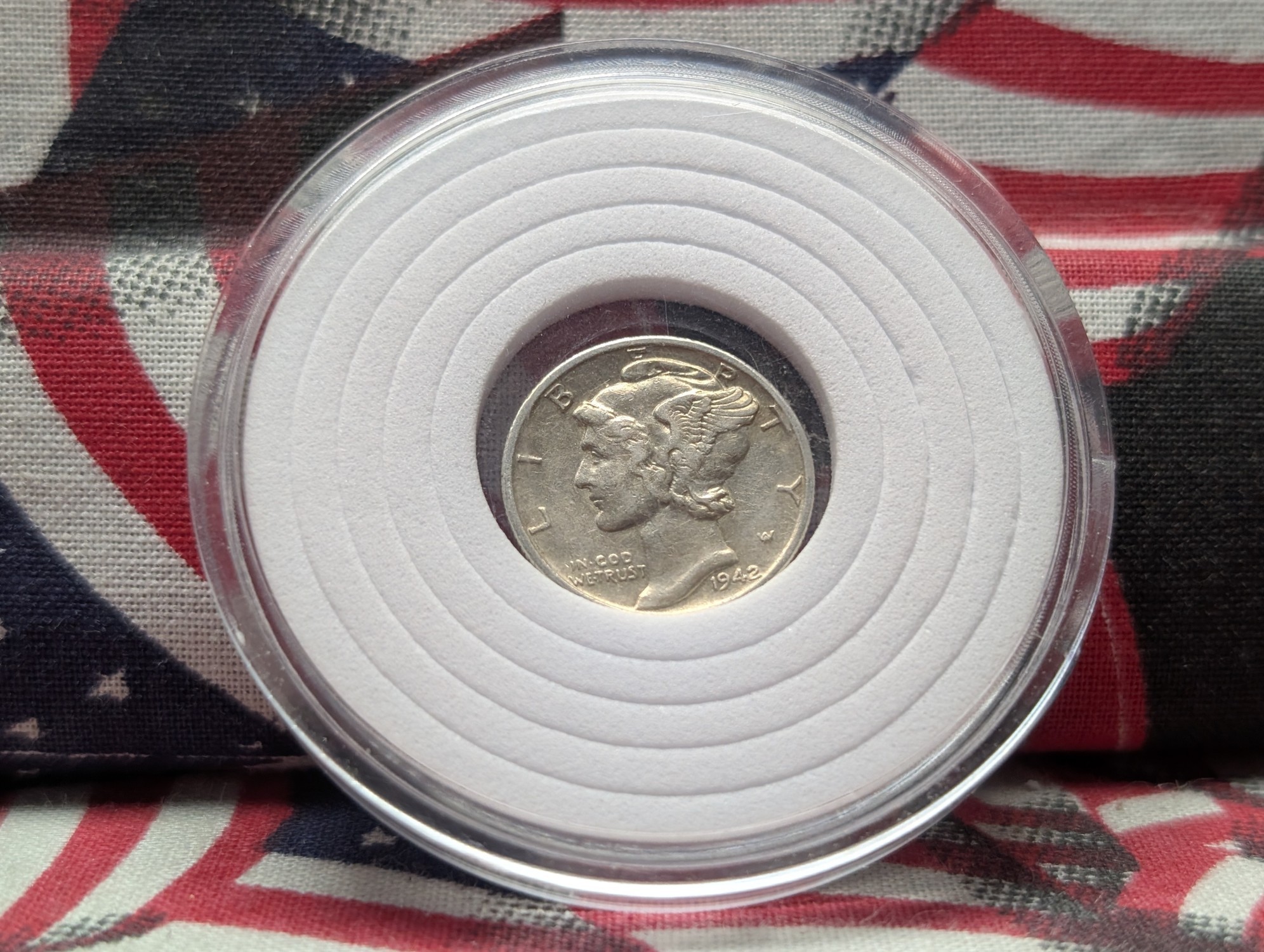 1942-S Mercury 90% Silver Dime in Capsule - WWII Era