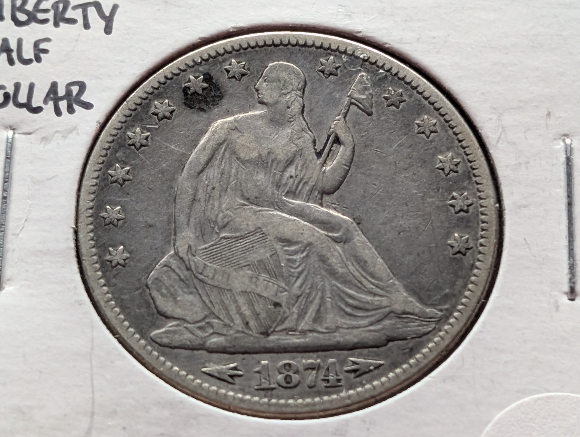 1874 w/ Arrows Seated Liberty 90% Silver Half Dollar - Tough Grade, Nice Type Coin