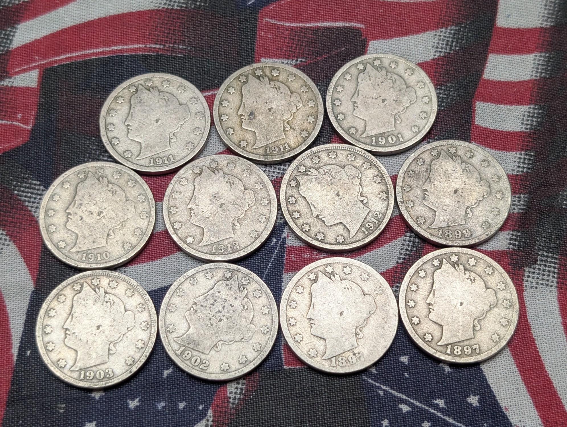 (2) 1897, 1899, 1901, 1902, 1903, 1910, (2) 1911, & (2) 1912 Liberty Head V Nickels