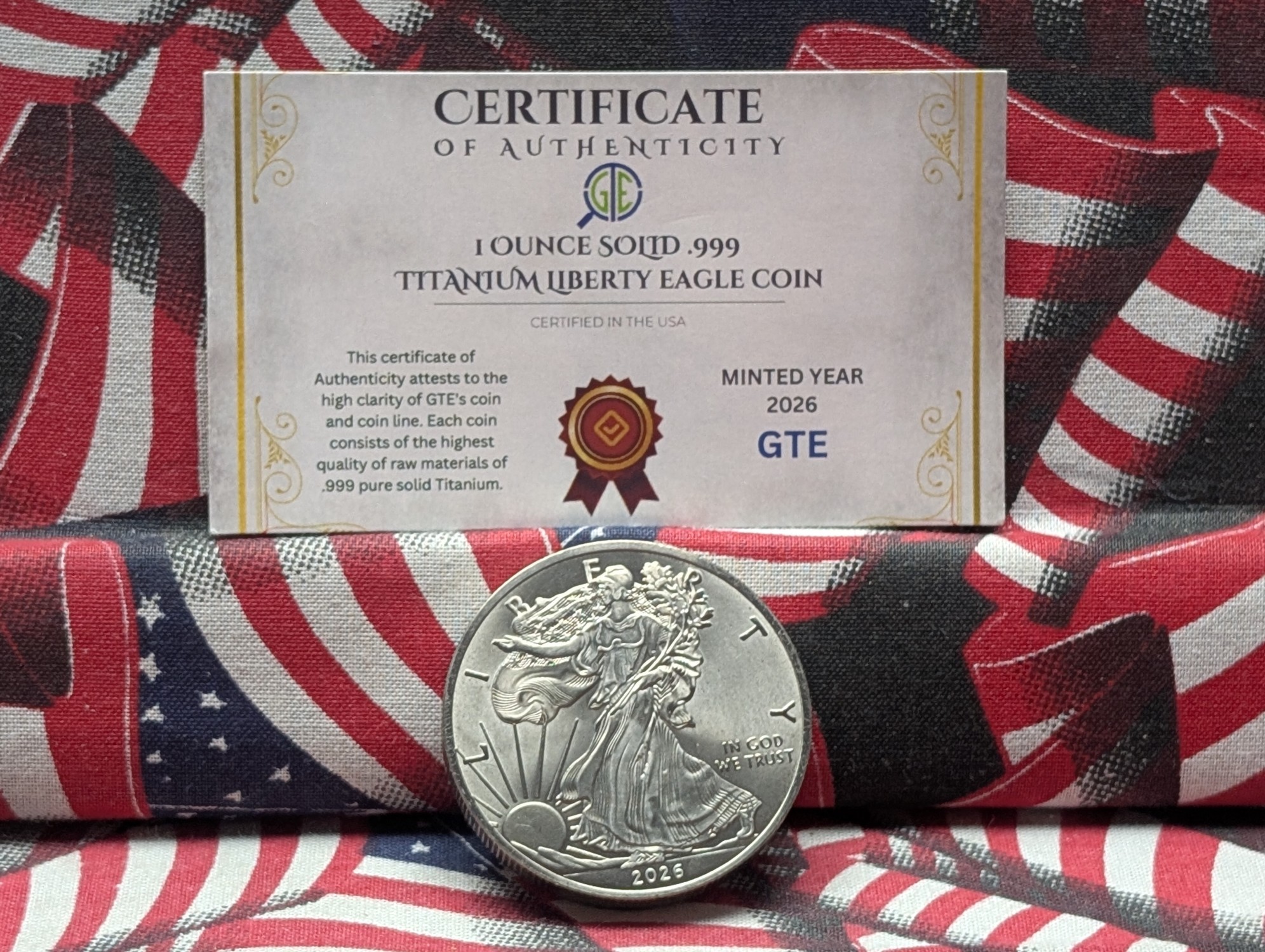 2026 Standing Liberty Eagle Style One Troy Ounce .999 Fine Titanium Round
