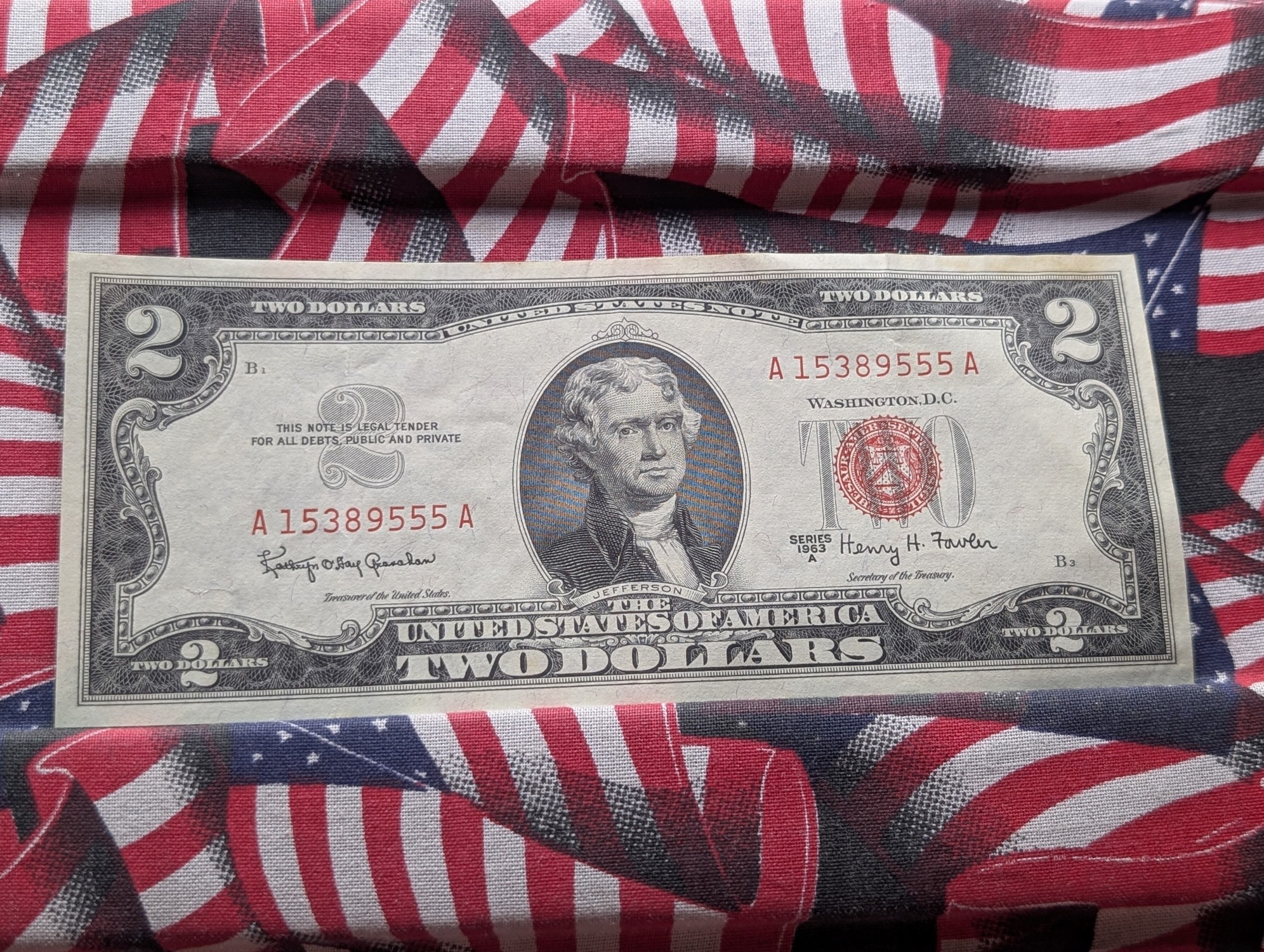 1963 A Series U.S. $2 Red Seal Note - Crisp