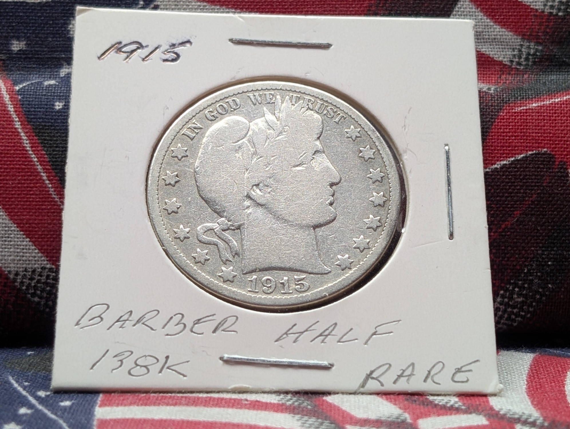 1915 Barber 90% Silver Half Dollar