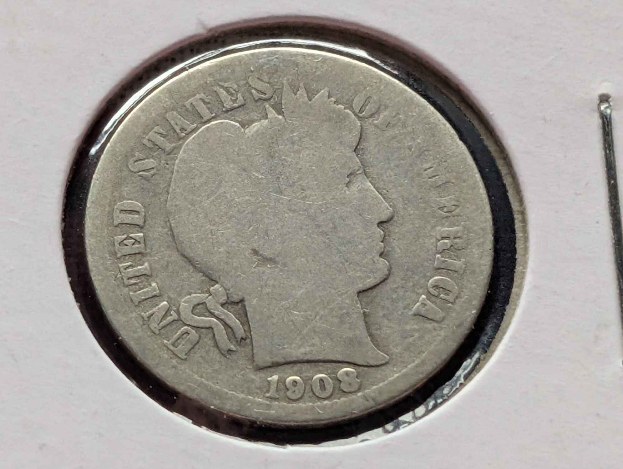 1908-D Barber 90% Silver Dime