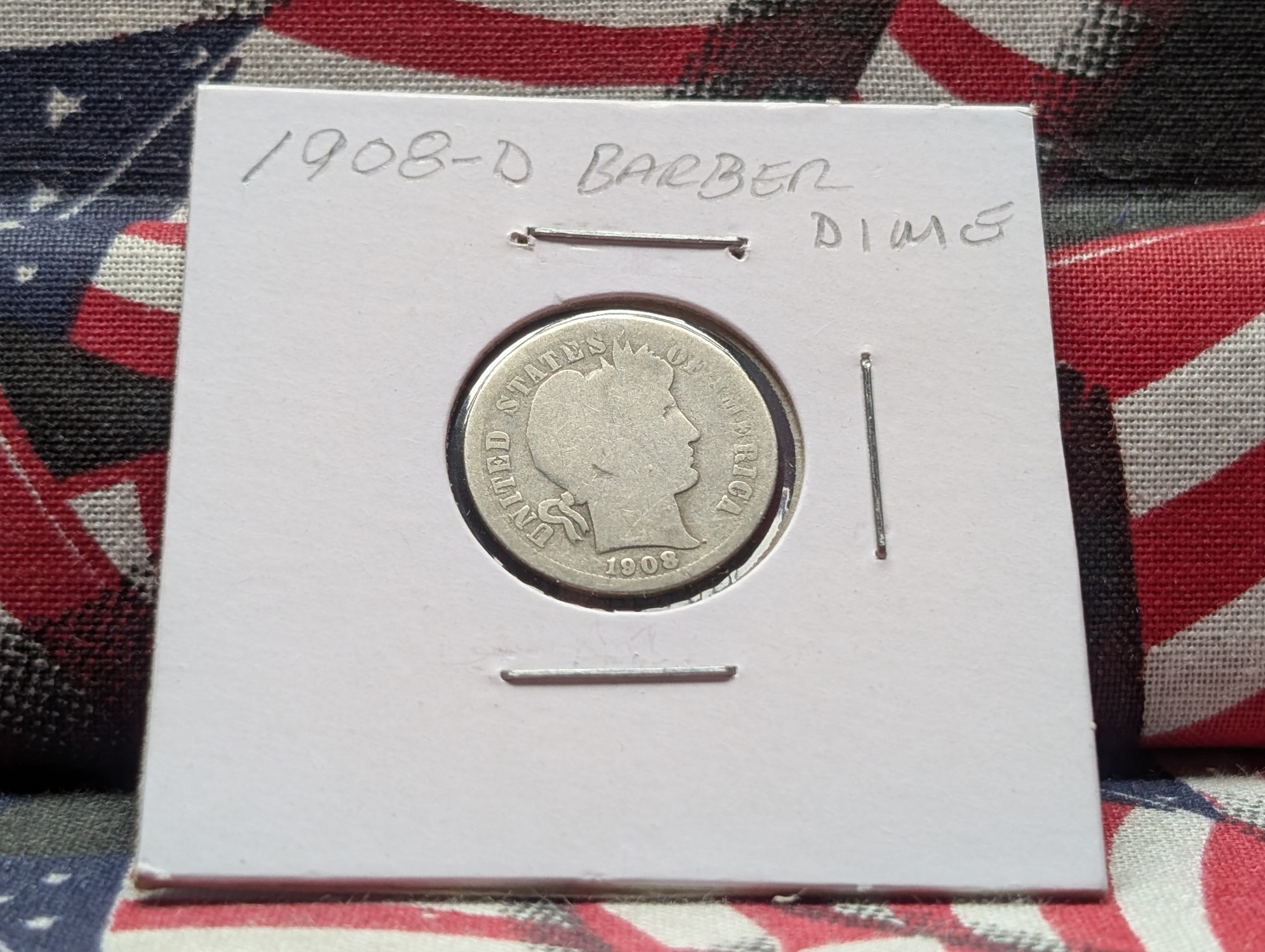 1908-D Barber 90% Silver Dime