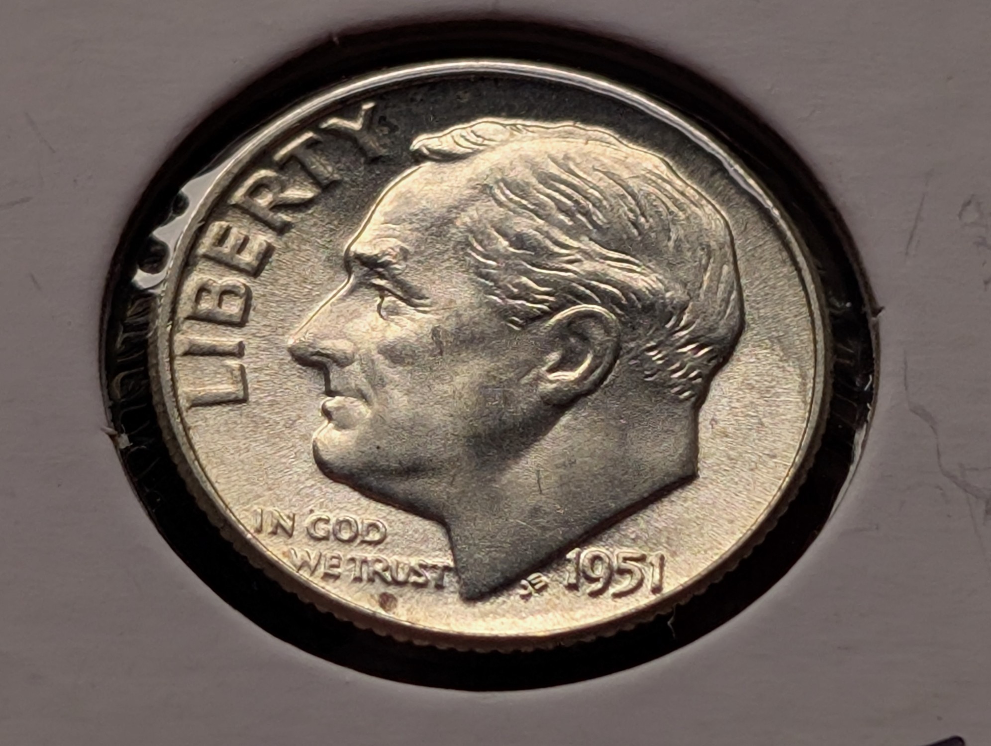 1951 Roosevelt 90% Silver Dime - UNC.