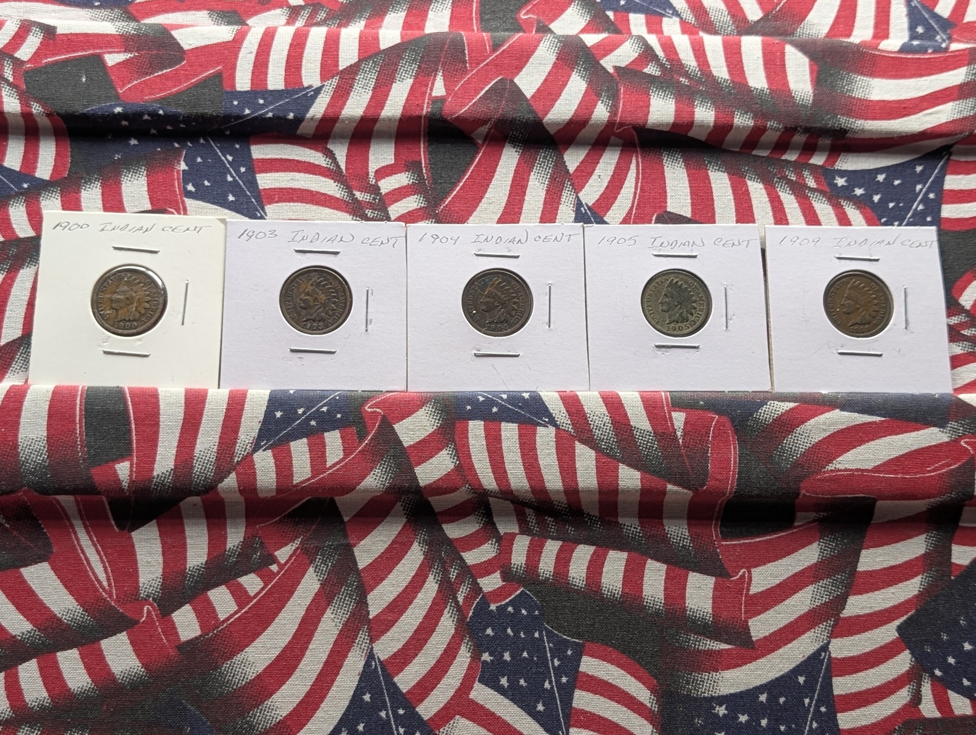 1900, 1903, 1904, 1905, and 1909 Indian Head Cents