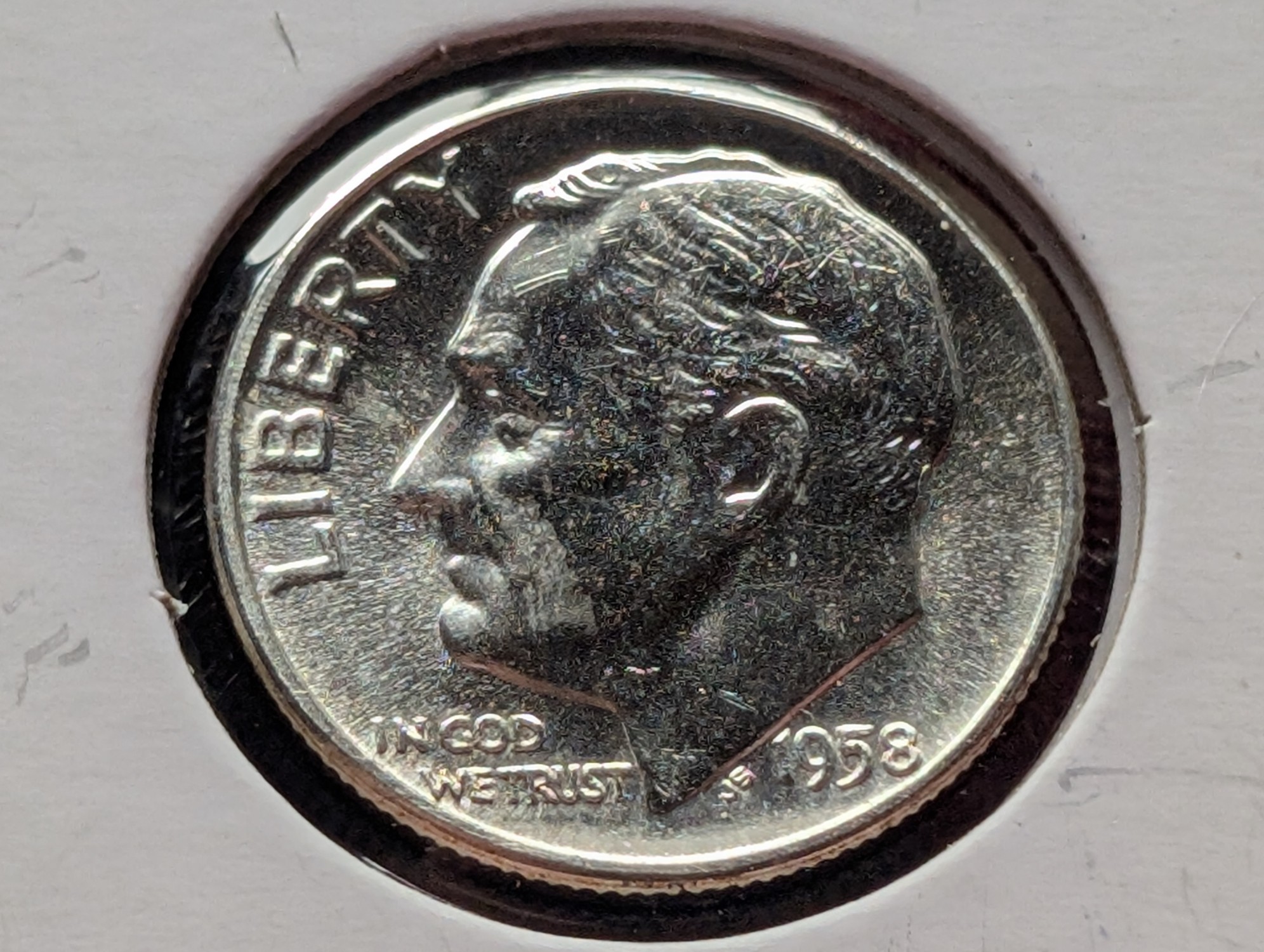 1958 Roosevelt 90% Silver Dime - UNC.