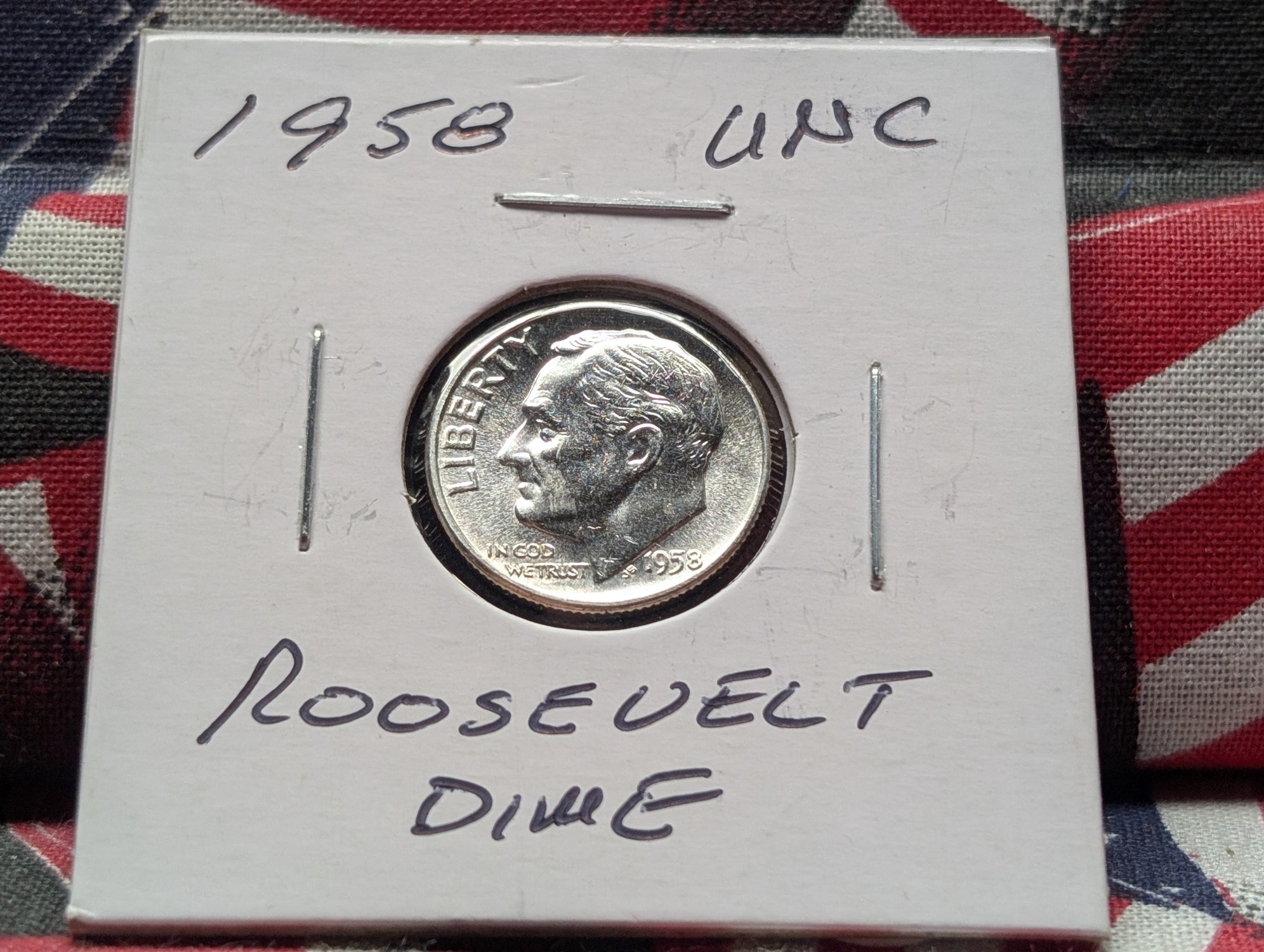 1958 Roosevelt 90% Silver Dime - UNC.