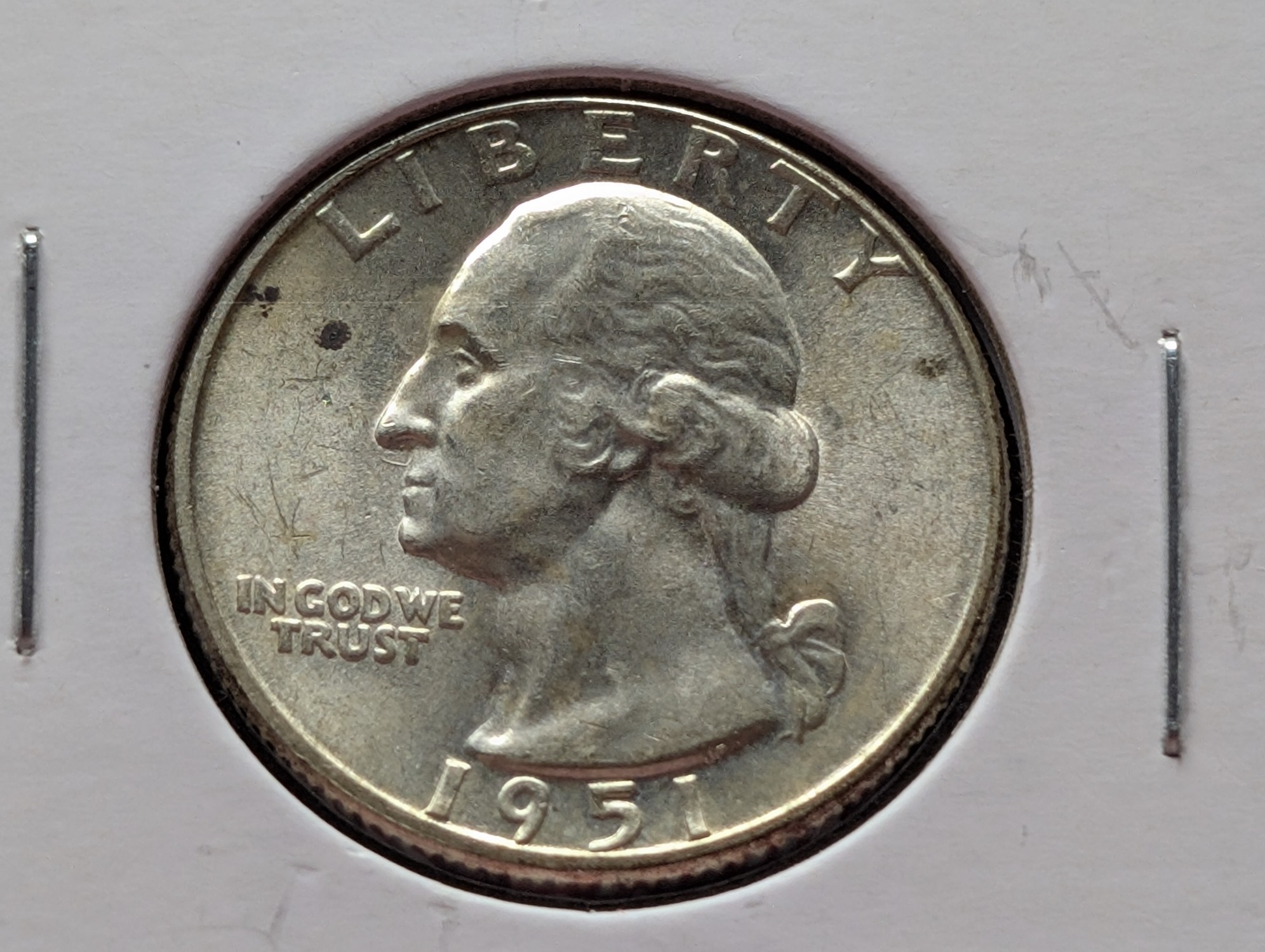 1951-D Washington 90% Silver Quarter - UNC.