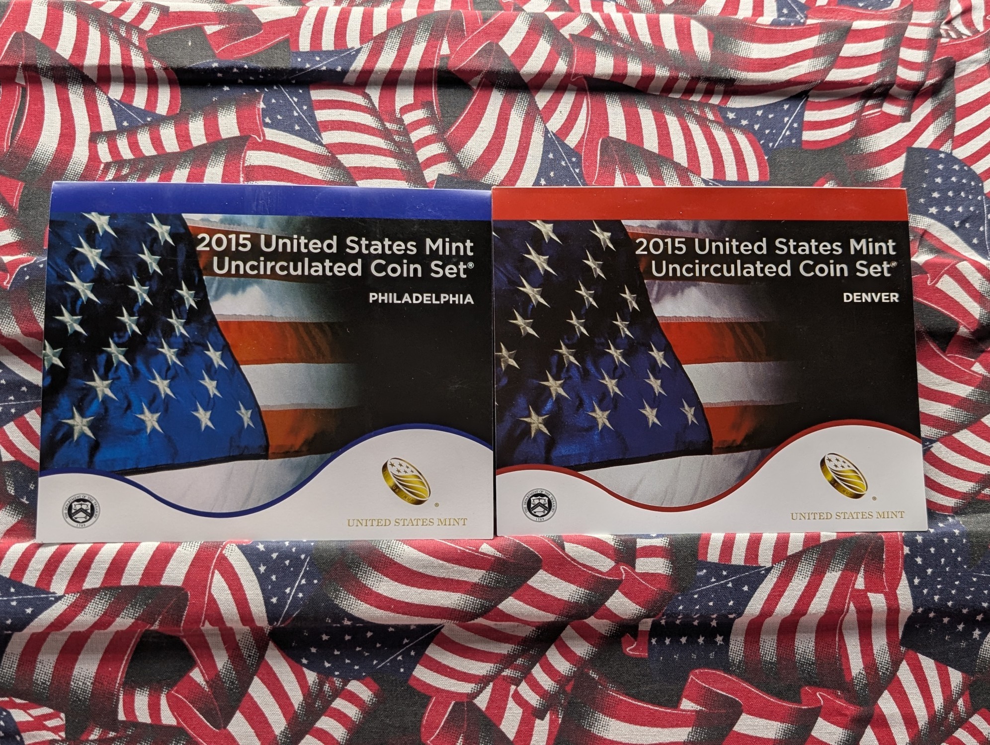 2015-P&D U.S. Mint Unc. Coin Set with Presidential Dollars, Sacagawea Dollar, and ATB Quarters in OGP w/ COA