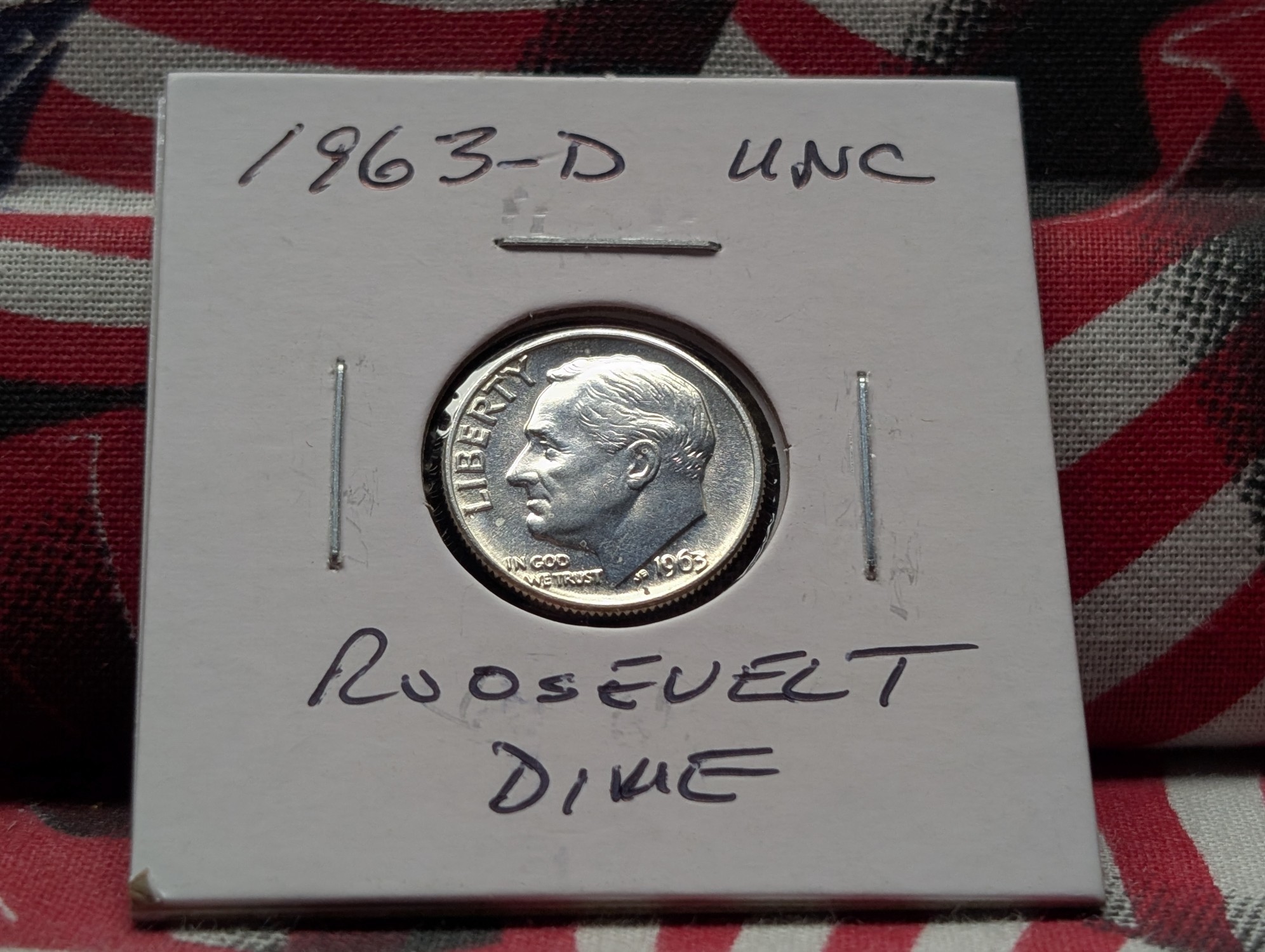 1963-D Roosevelt 90% Silver Dime - UNC.