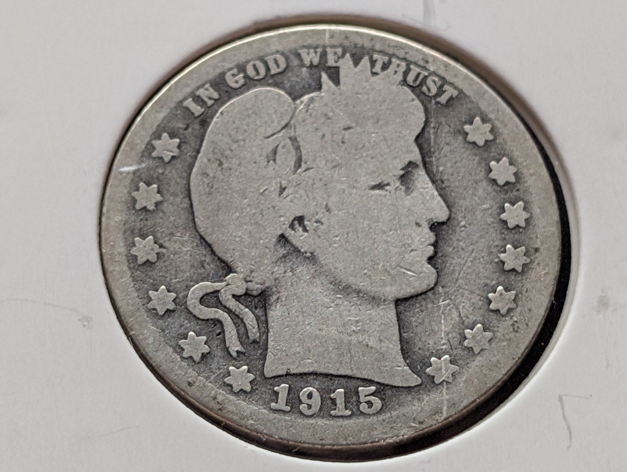 1915-S Barber 90% Silver Quarter