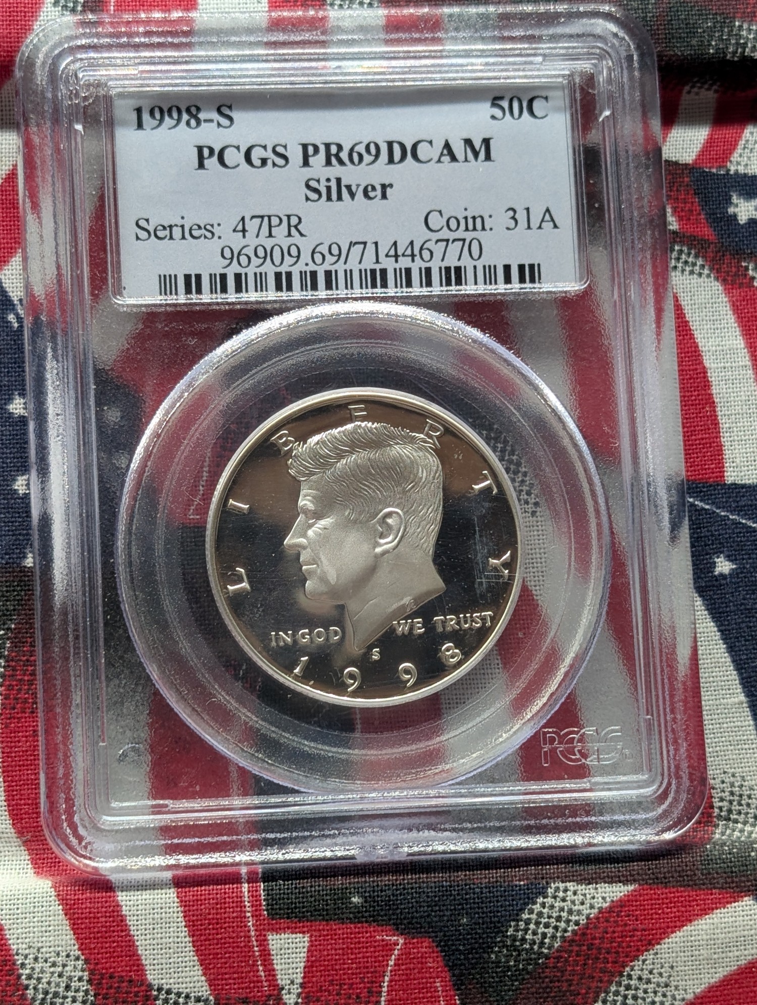 1998-S Kennedy 90% Silver Half Dollar PCGS PR69DCAM