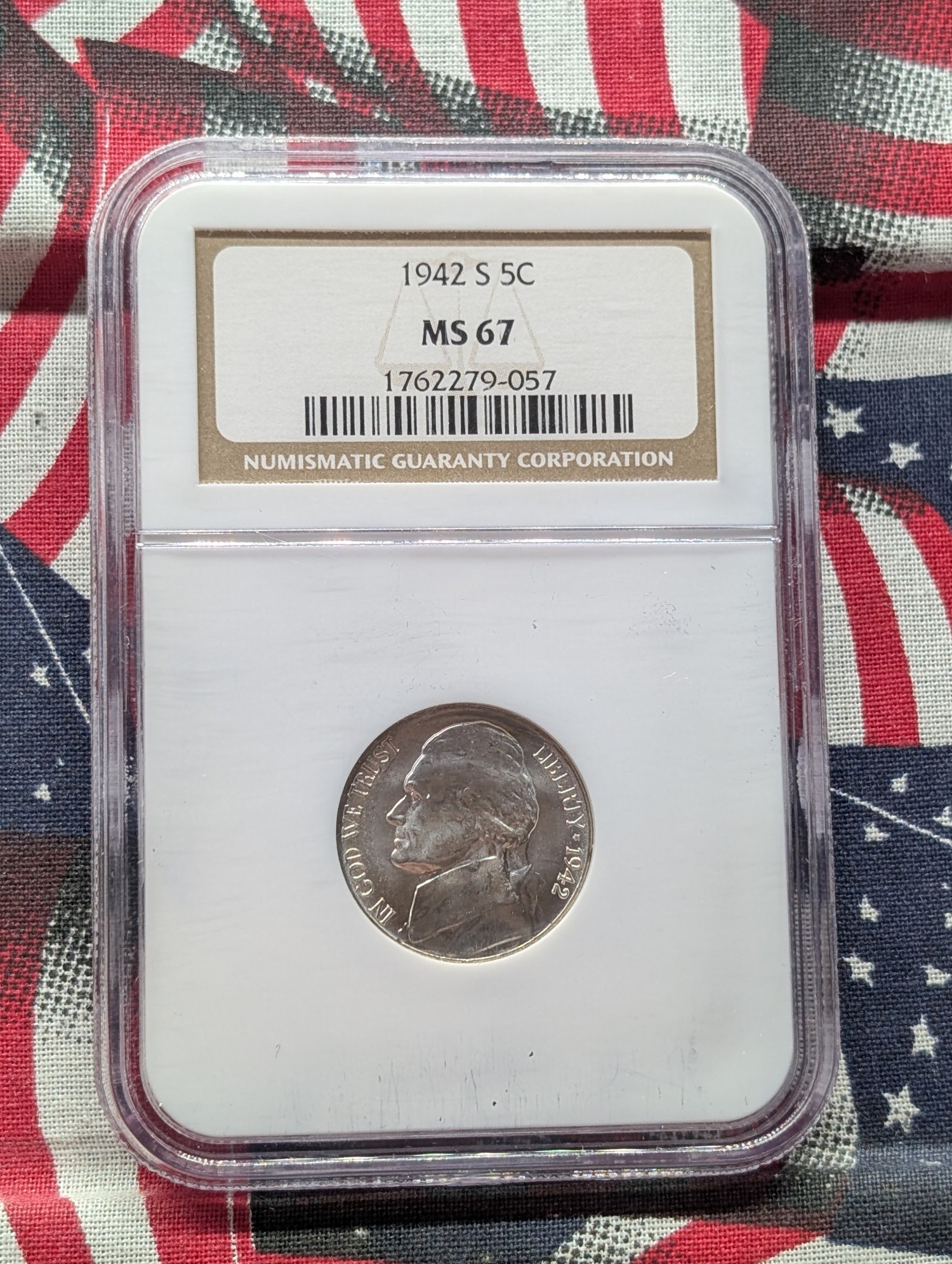 1942-S Jefferson 35% Silver Wartime Nickel NGC MS 67