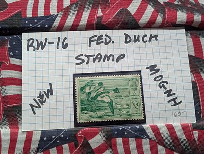 1949 Dept. Of The Interior Federal Duck Stamp, RW-16, New, Mint, Original Gum, Never 