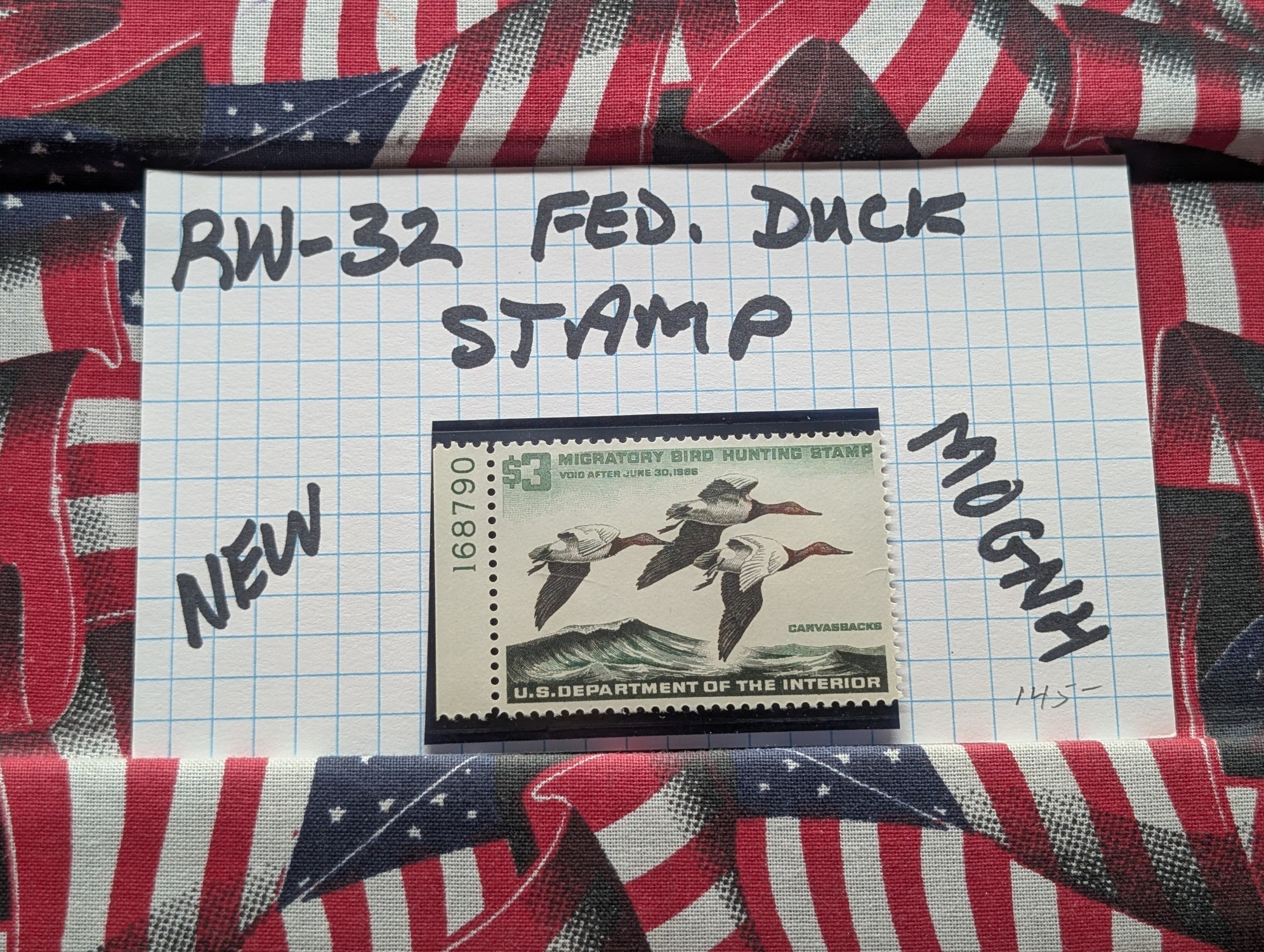 1965 Dept. Of The Interior Federal Duck Stamp, RW-32, New, Mint, Original Gum, Never Hinged