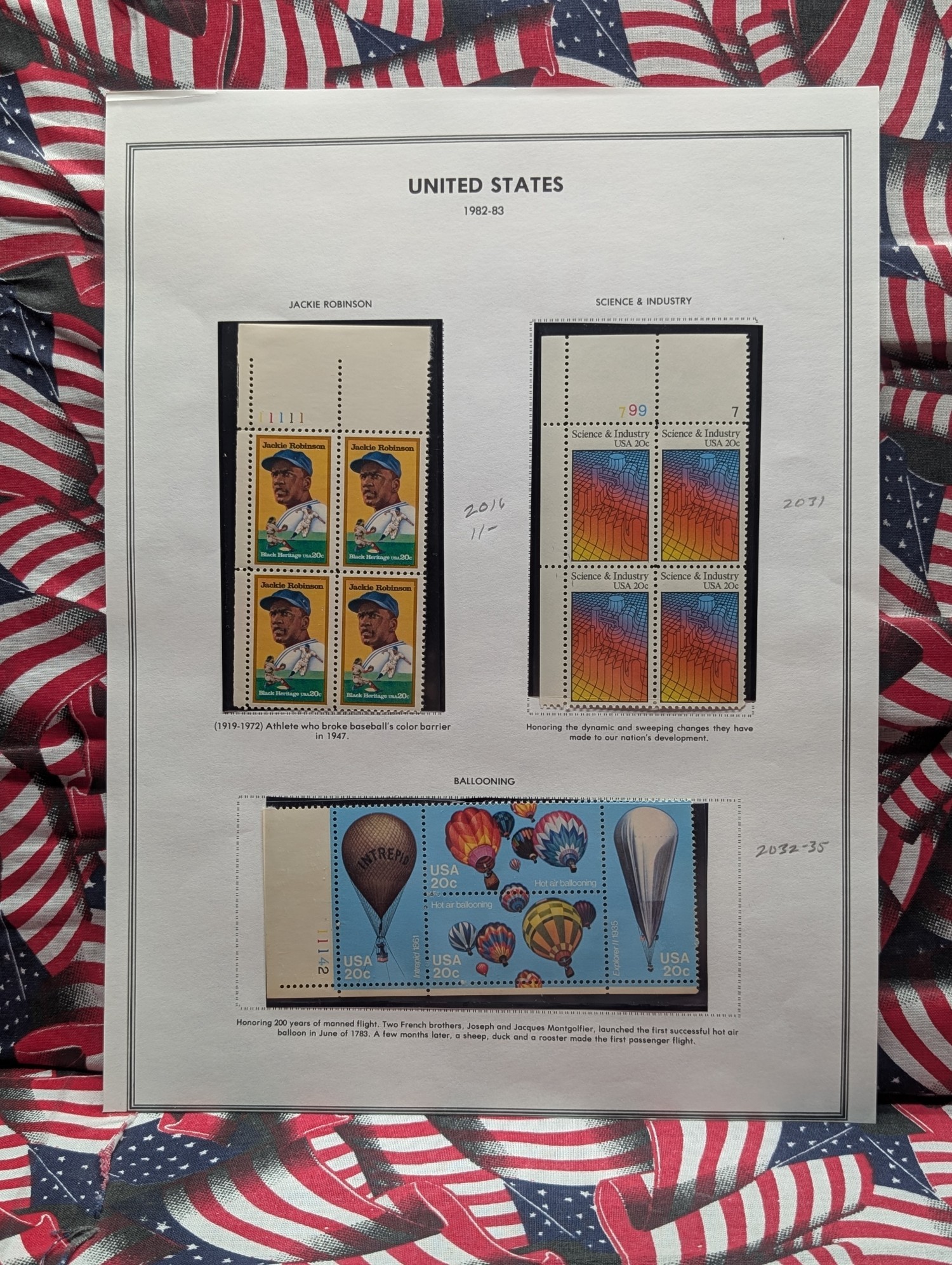 (6) Assorted U.S. Plate Blocks, All Mint, Original Gum, Never Hinged