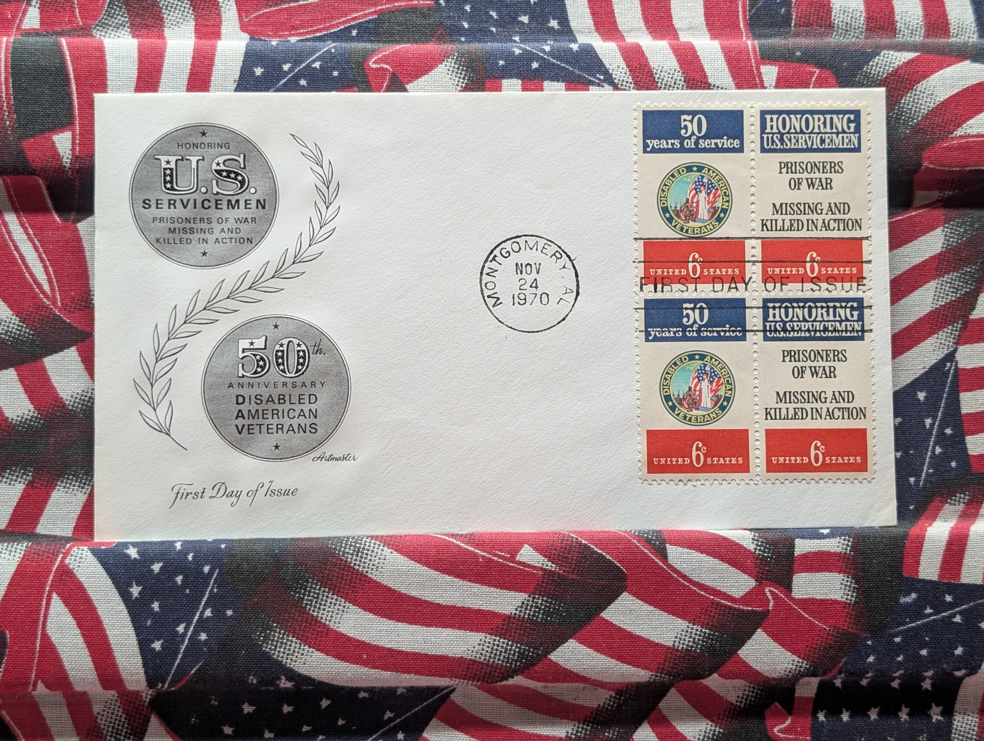 1970 Honoring U.S. Servicemen Four Block First Day Cachet