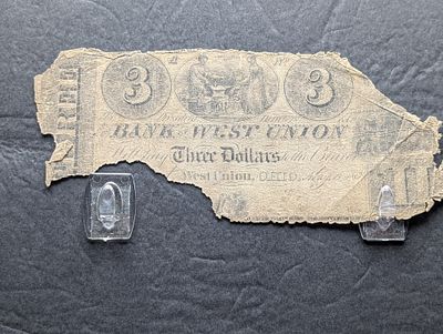 1830s Bank of West Union Ohio Partial $3 Note Condition PLEASE NOTE Some coins may have a grade 