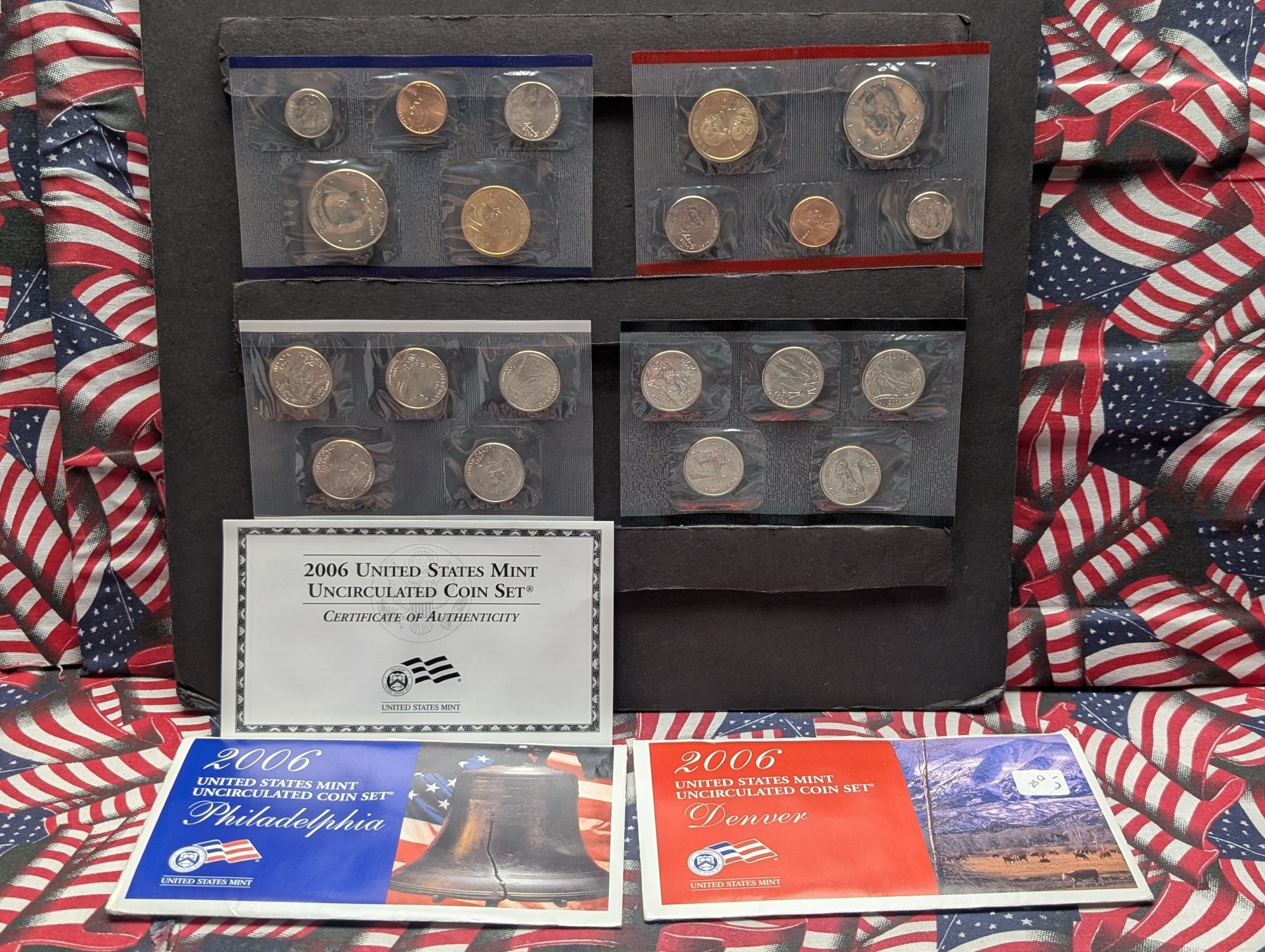 2006 P&D U.S. Mint Uncirculated Sets with State Quarters and Sacagawea Dollar in OGP w/ COA