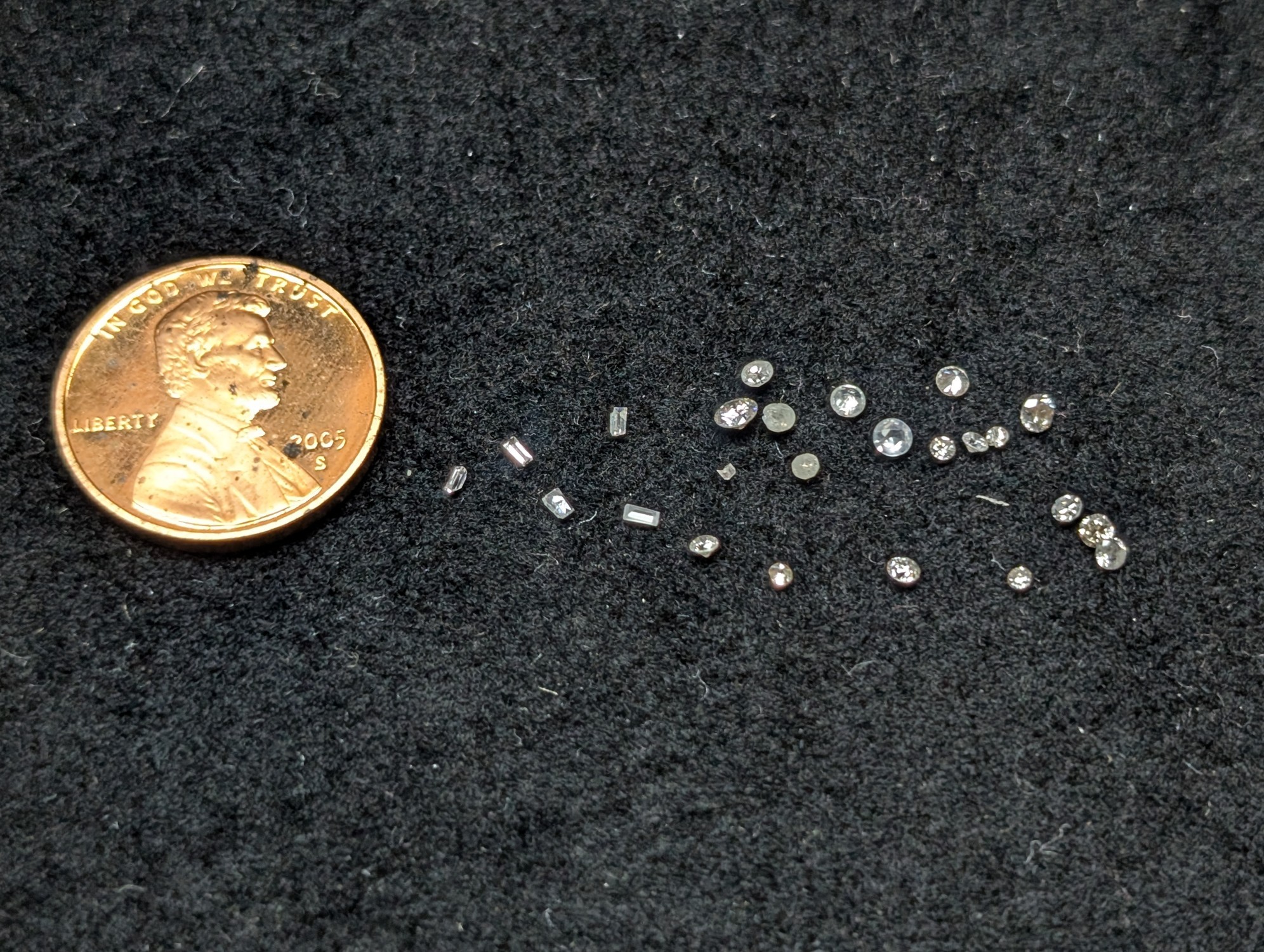 0.55 ct. WONDERFUL Mixed Shaped Diamonds! - Penny Not Included, Shown For Size Comparison