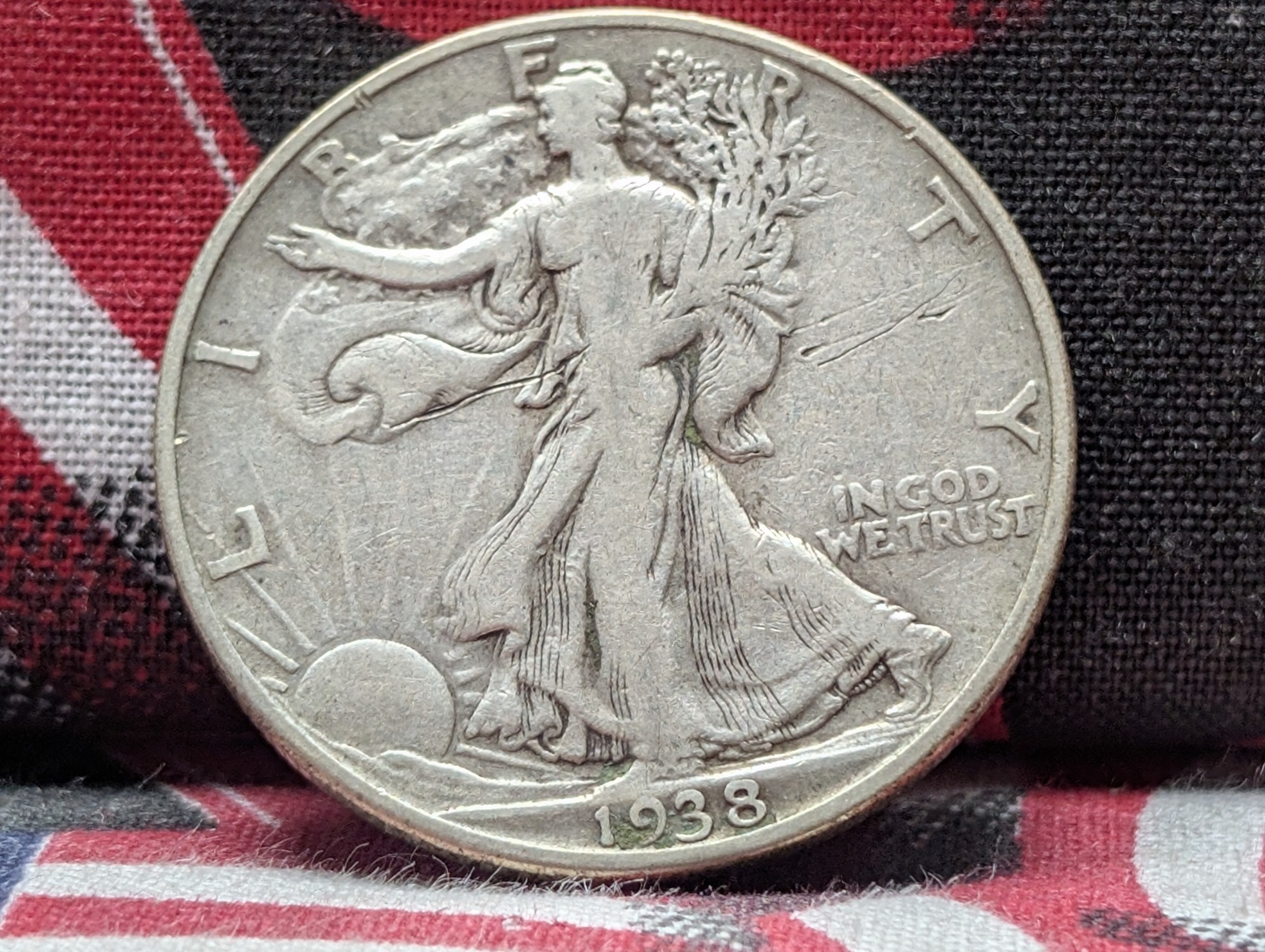 1938-D Walking Liberty 90% Silver Half Dollar - FINE+