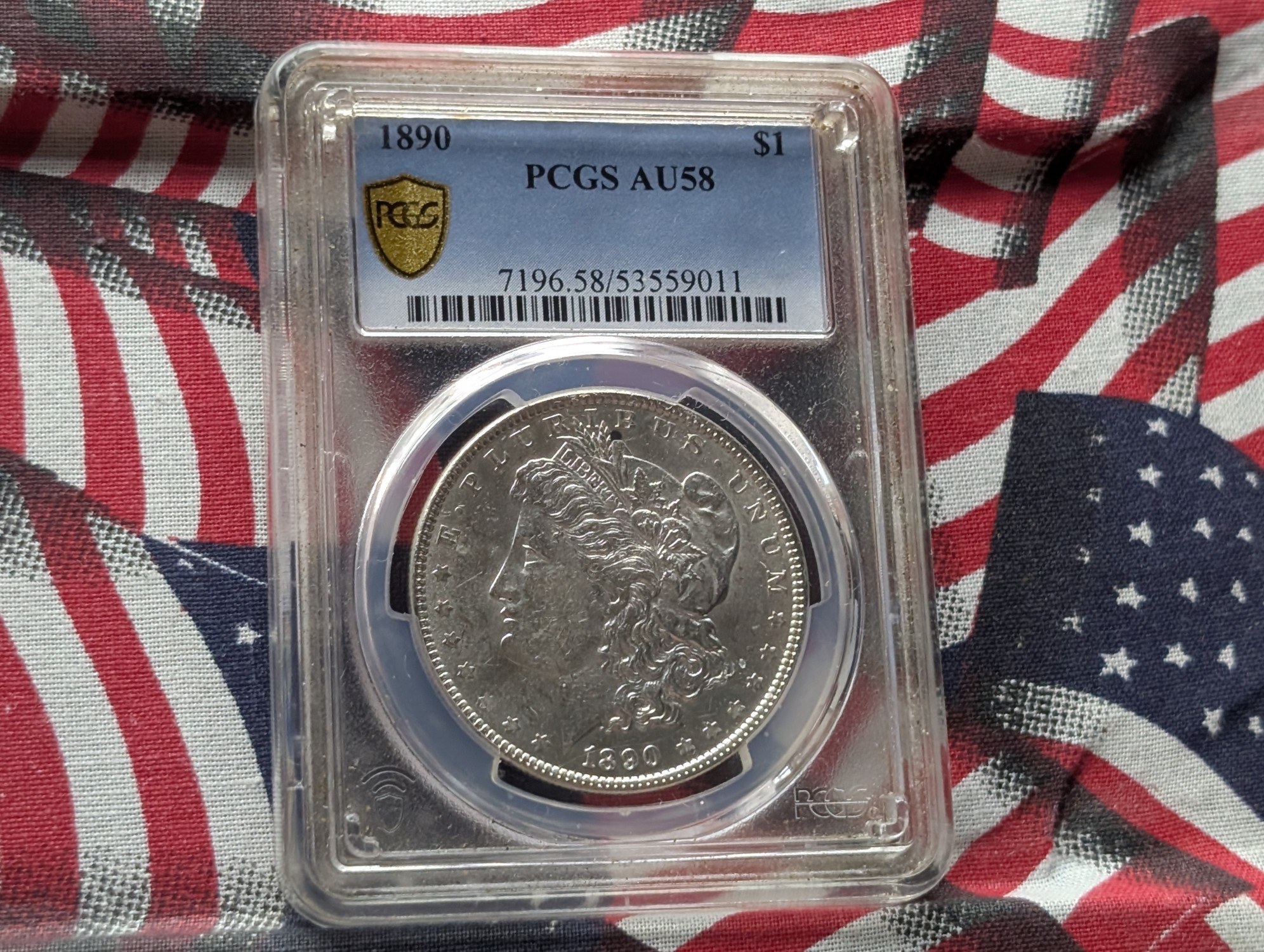 1890 Morgan 90% Silver Dollar PCGS AU58