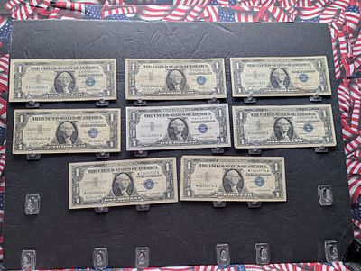 (4) 1957 Series & (4) 1957 A Series $1 Silver Certificates. (4) 1957 Series &amp; (4) 1957 A 