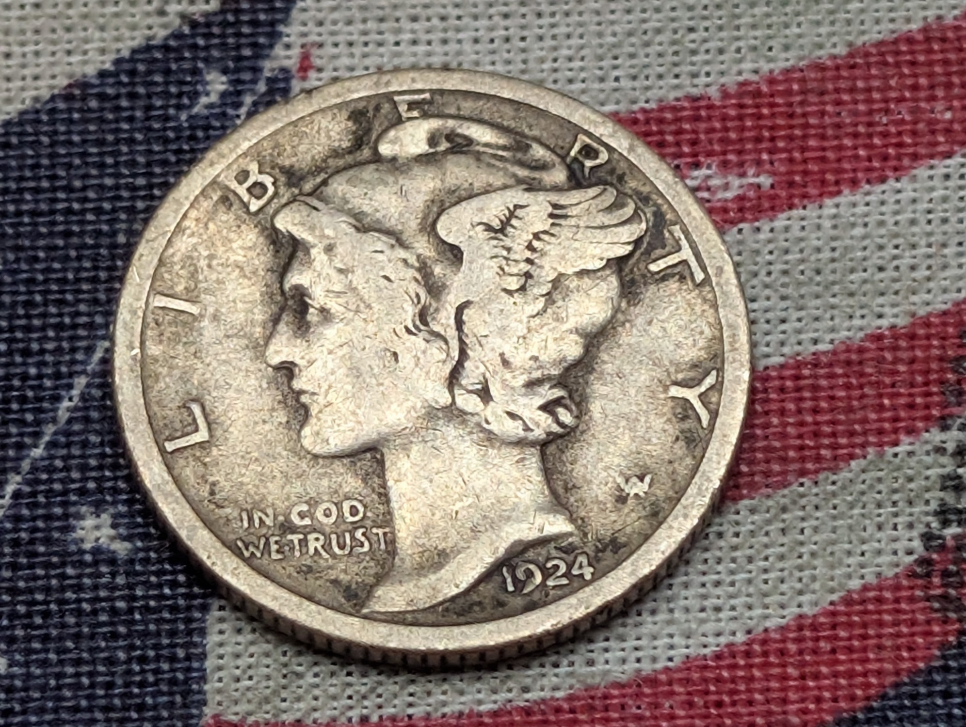 1924-S Mercury 90% Silver Dime