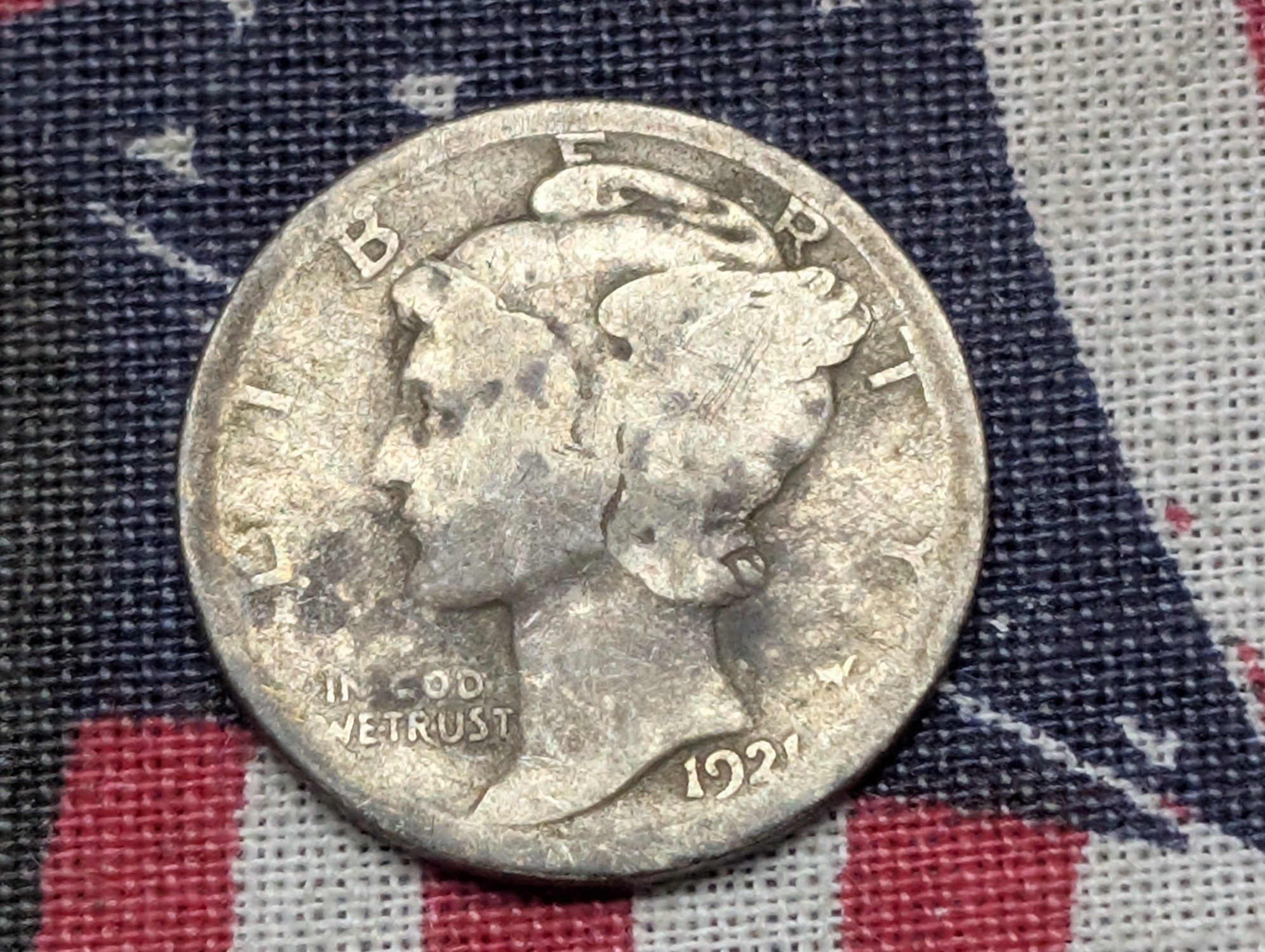 1921 Mercury 90% Silver Dime, Key Date