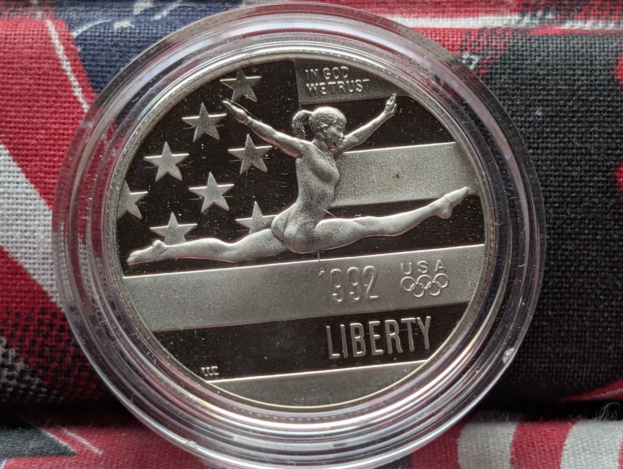 1992-S PROOF U.S. Olympics Gymnastics Commemorative Clad Half Dollar in Government Capsule