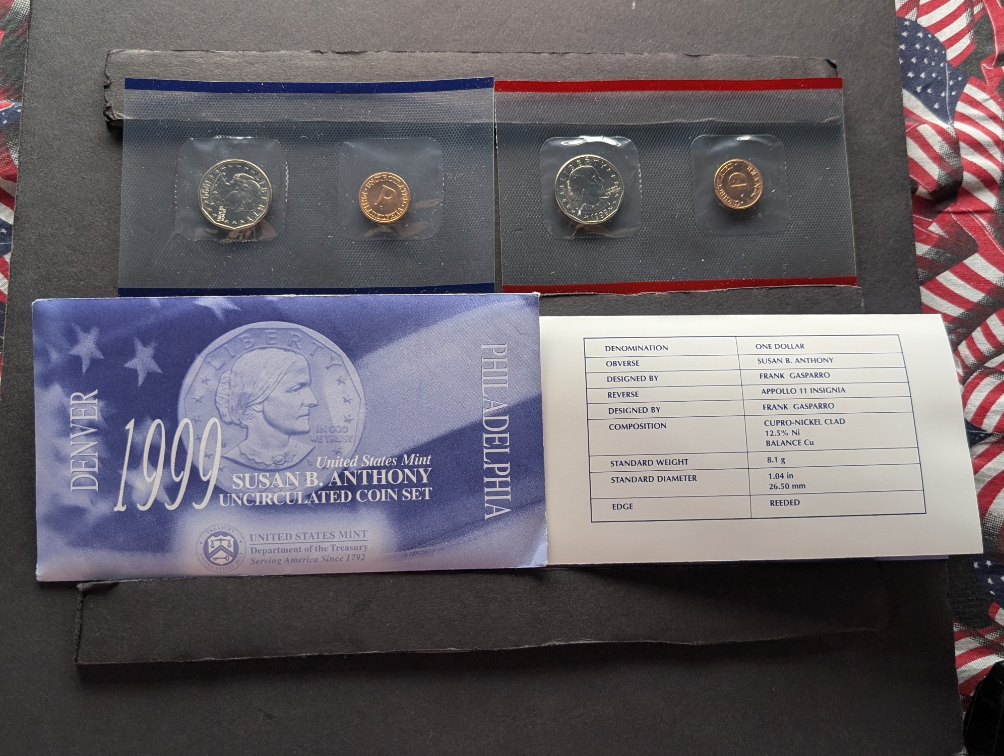 1999-P&D U.S. Mint Susan B. Anthony UNC Coin Set in OGP w/ COA