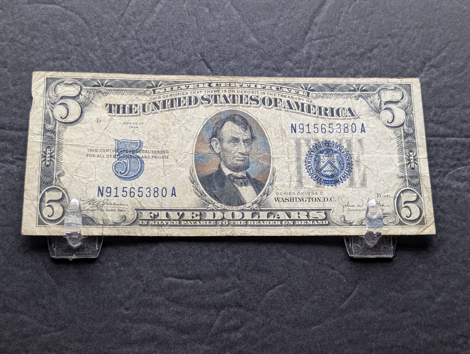 1934 C Series $5 Silver Certificate