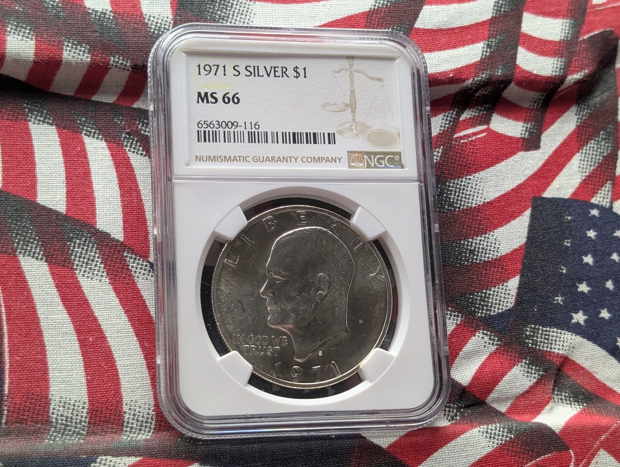 1971-S Eisenhower 40% Silver Dollar NGC MS66