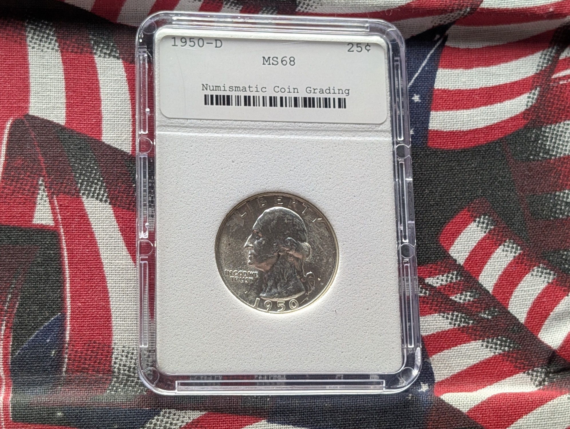 1950-D Washington 90% Silver Quarter NCG Cert. MS68 - NOT NGC
