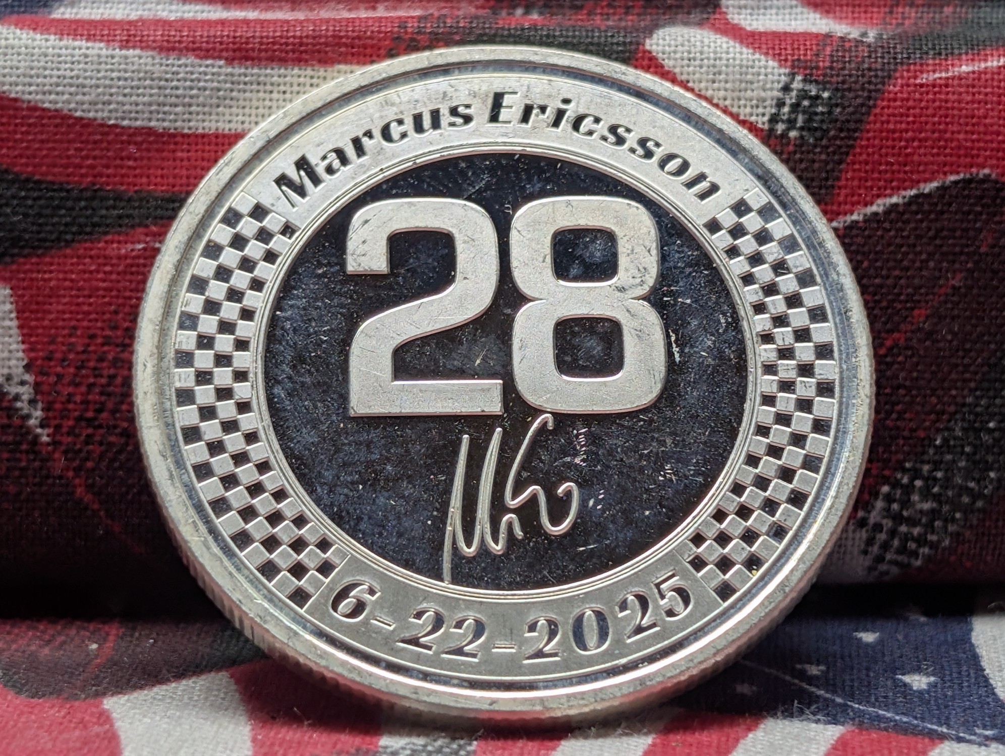 1 Troy Oz. .999 FINE SILVER Andretti Indy Car Marcus Ericsson #28 Designed Round