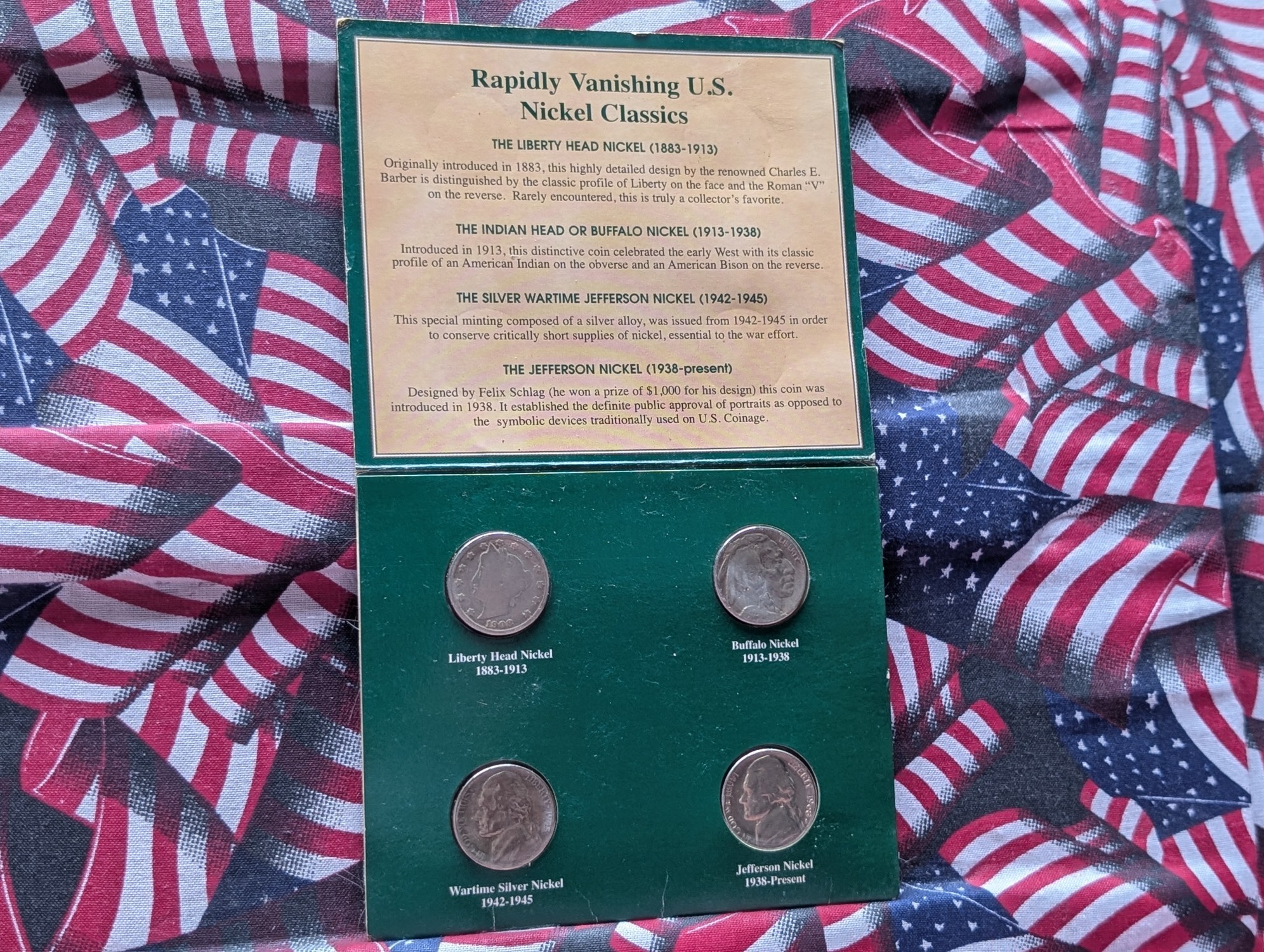 1908 Liberty Head V Nickel, 1929 Buffalo Nickel, 1945-P Jefferson 35% Silver Wartime Nickel, & 1968-S Jefferson Nickel In American Nickels o