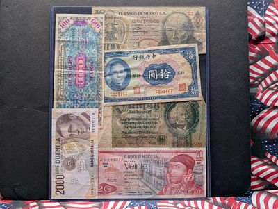 (6) Assorted World Currency Notes in Display Condition PLEASE NOTE Some coins may have a grade 