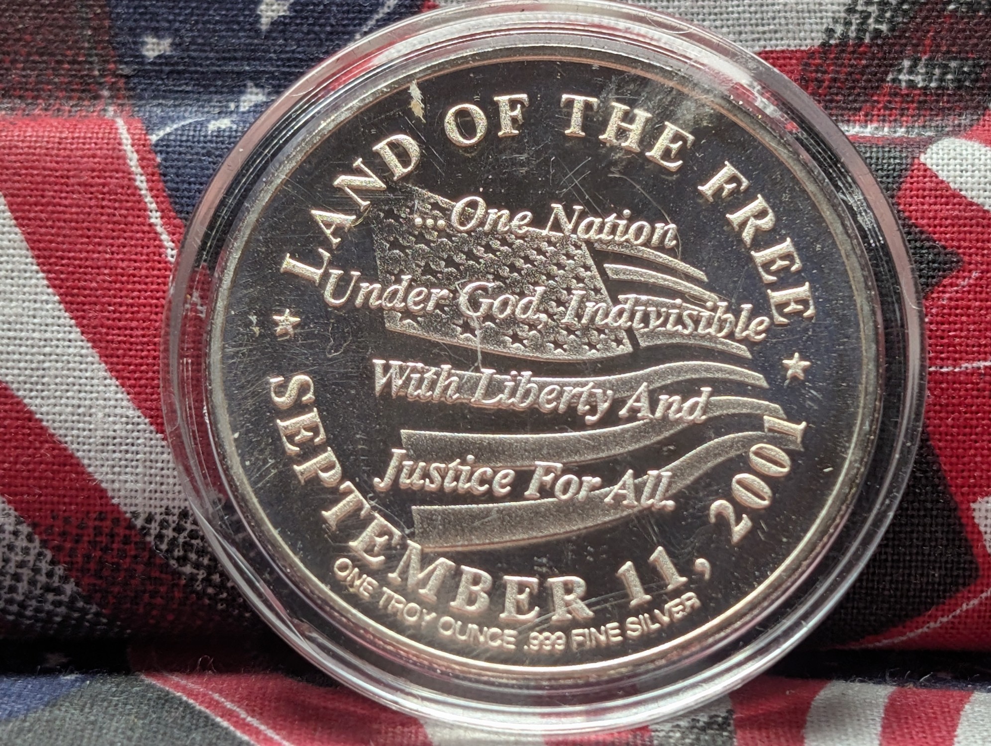 1 Troy Oz. .999 FINE SILVER Twin Towers Designed Round in Capsule