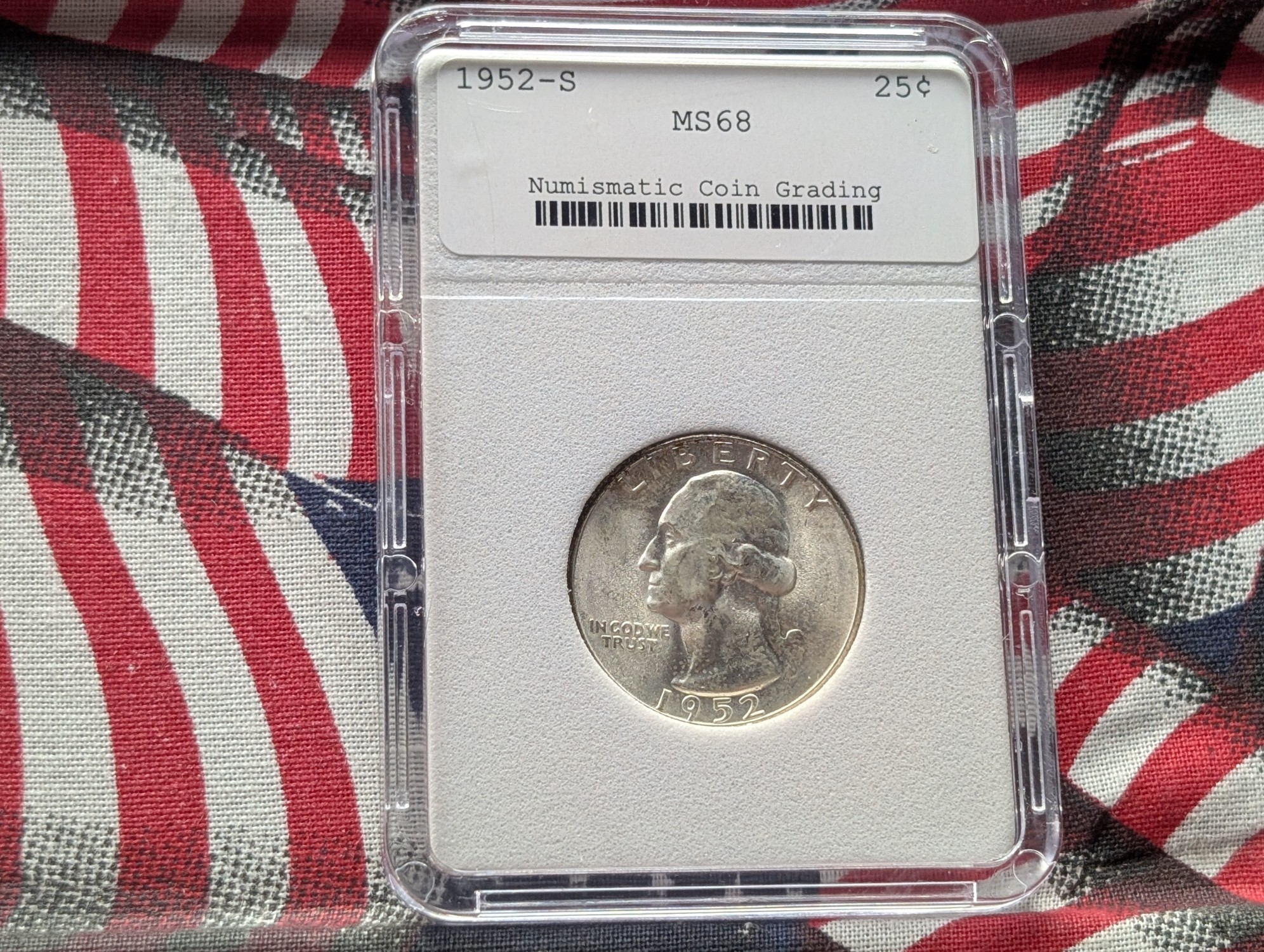 1952-S Washington 90% Silver Quarter NCG Cert. MS68 - NOT NGC