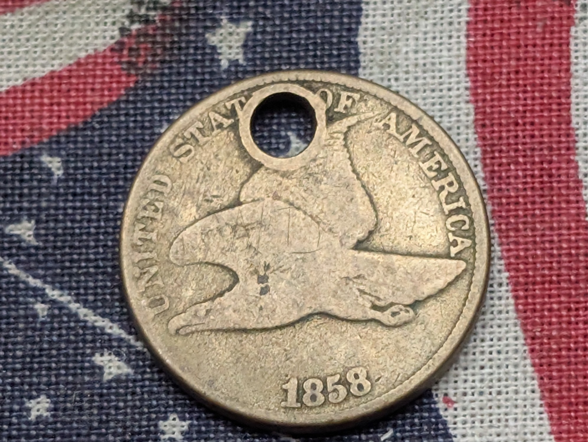 1858 Flying Eagle Cent w/ Hole